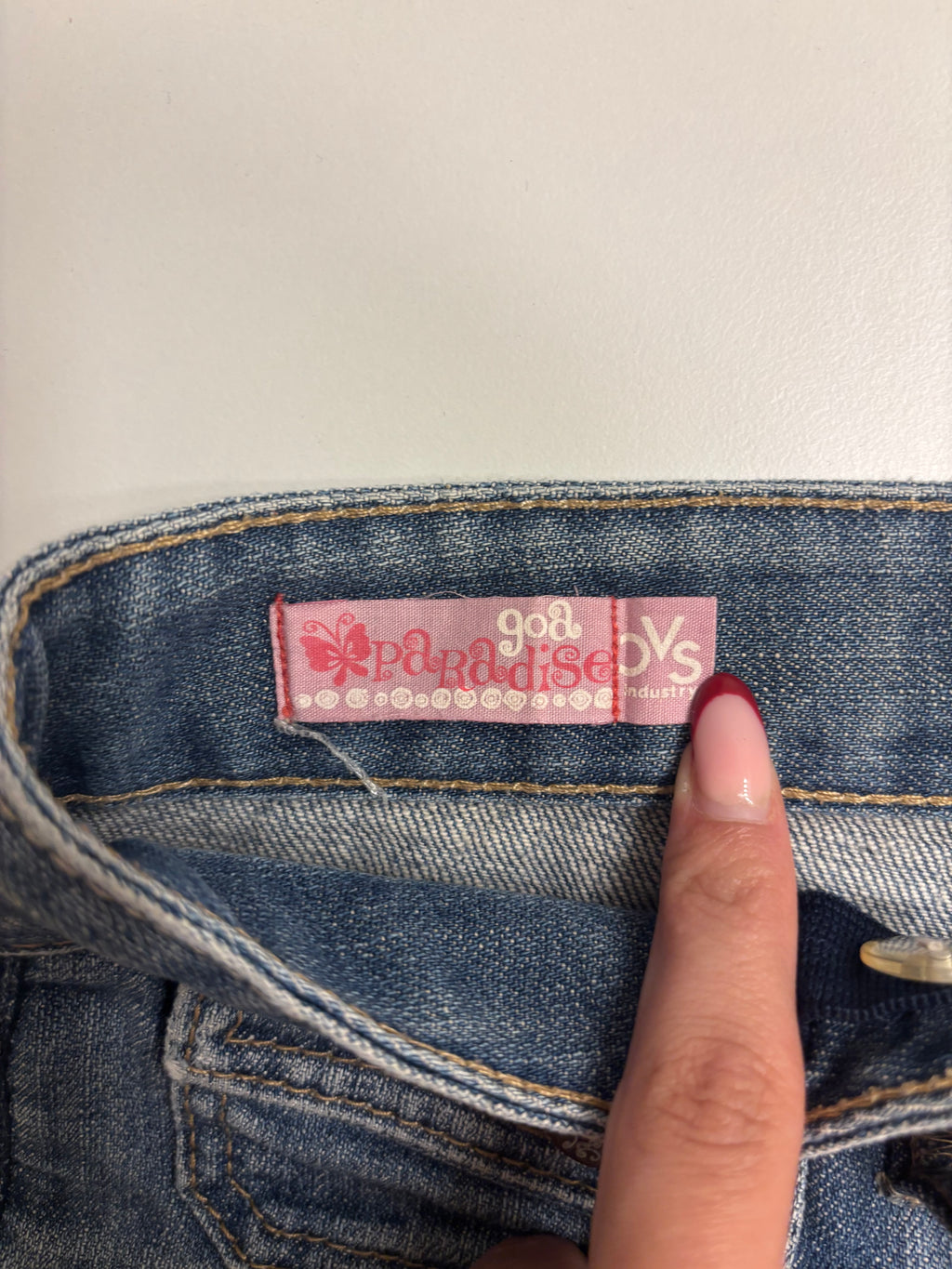 Y2K Denim Shorts Broderte Lommer