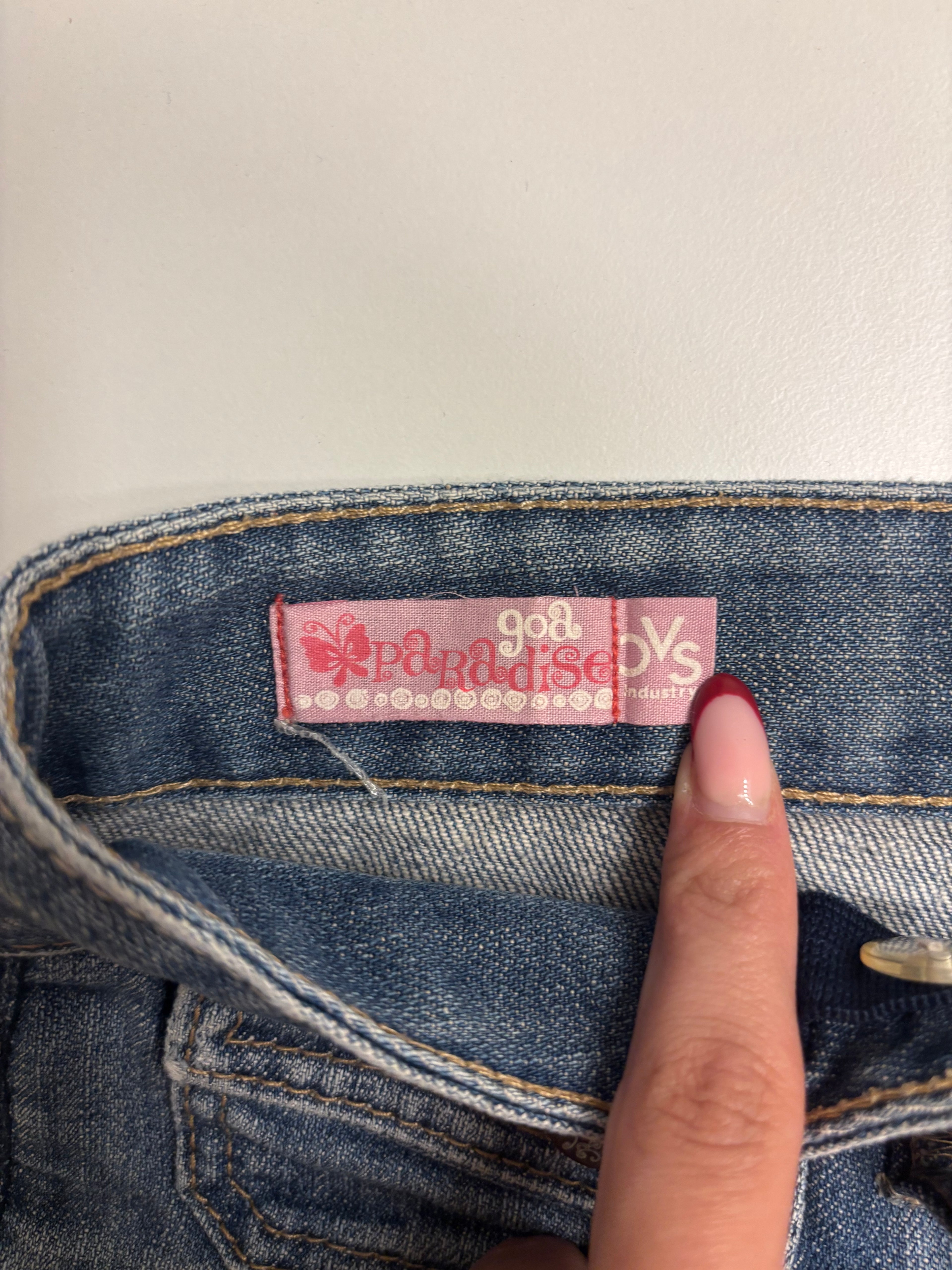Y2K Denim Shorts Broderte Lommer