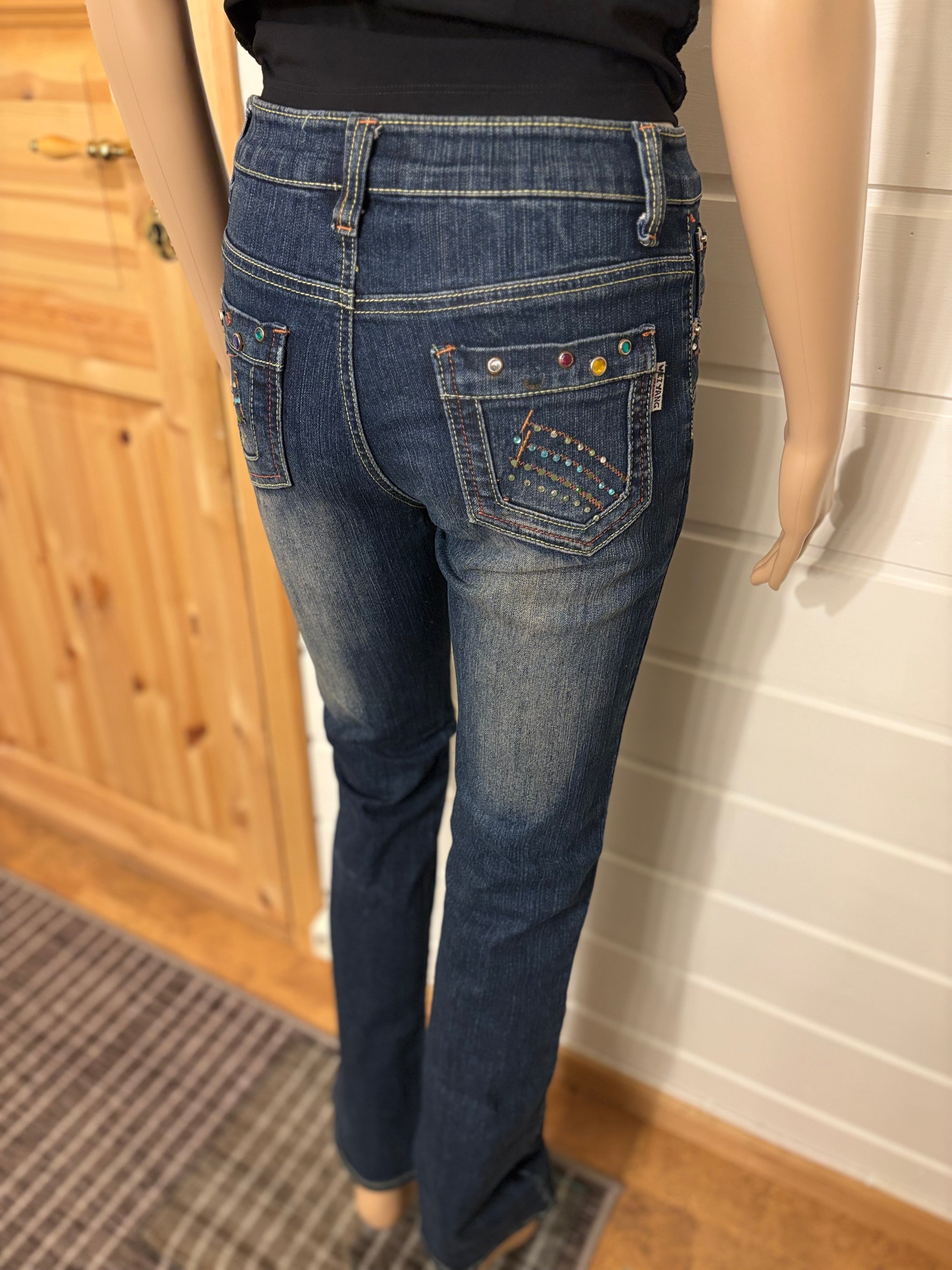 Vintage Jeans Sleng Pyntede Lommer