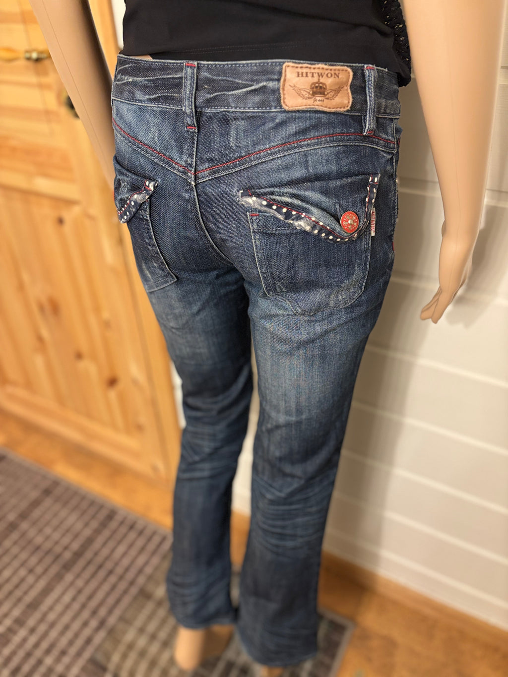 Vintage Jeans Sleng Pyntede Lommer
