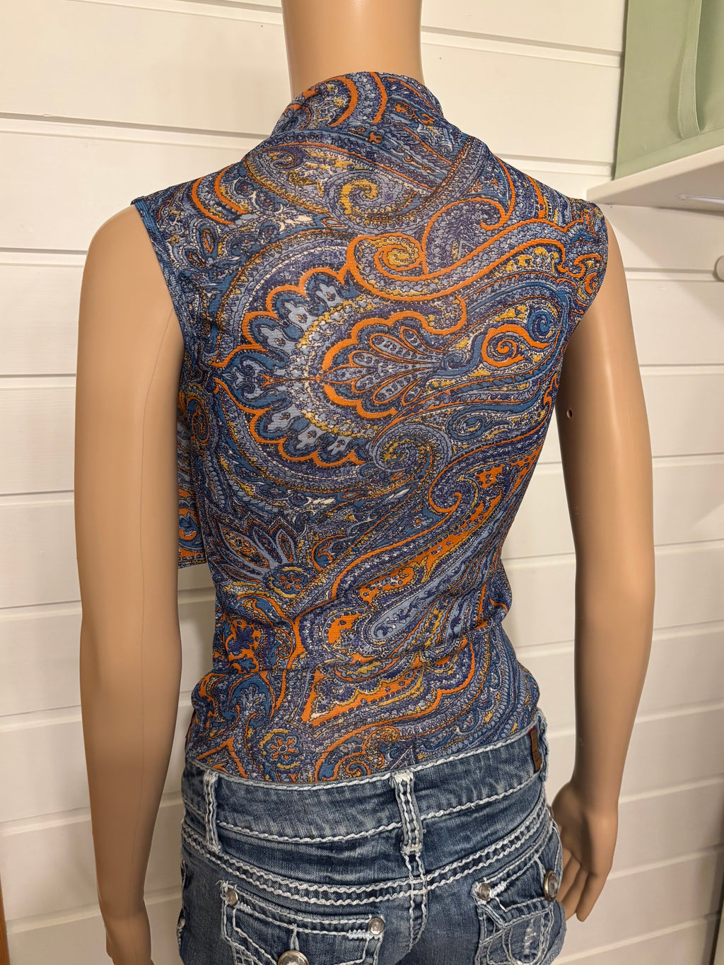 Mønstret Mesh Topp