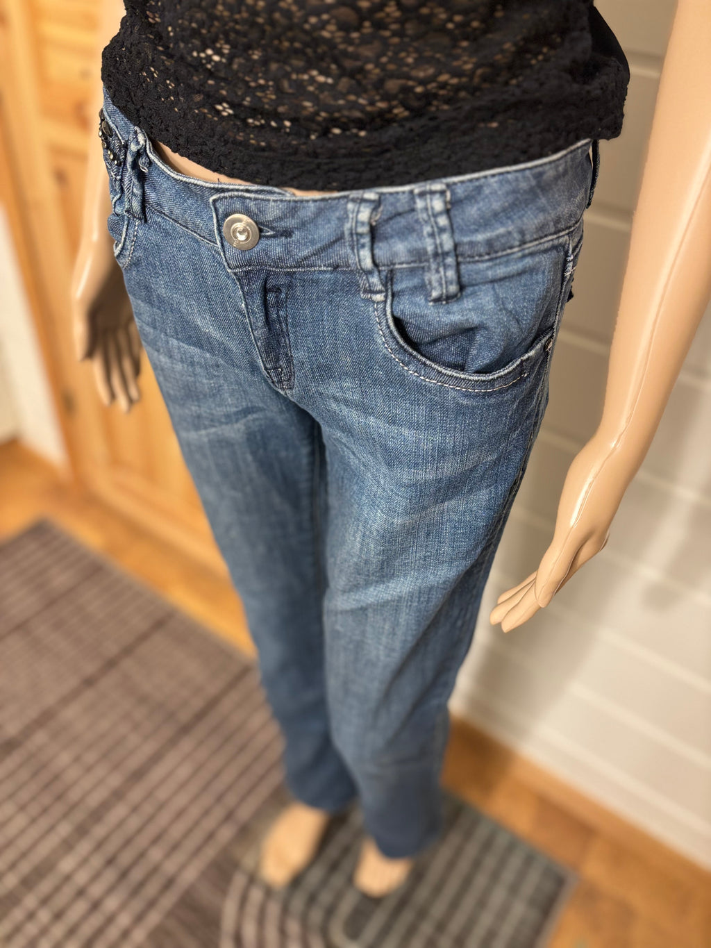 LA.IDOL Jeans Sleng Pyntede Lommer