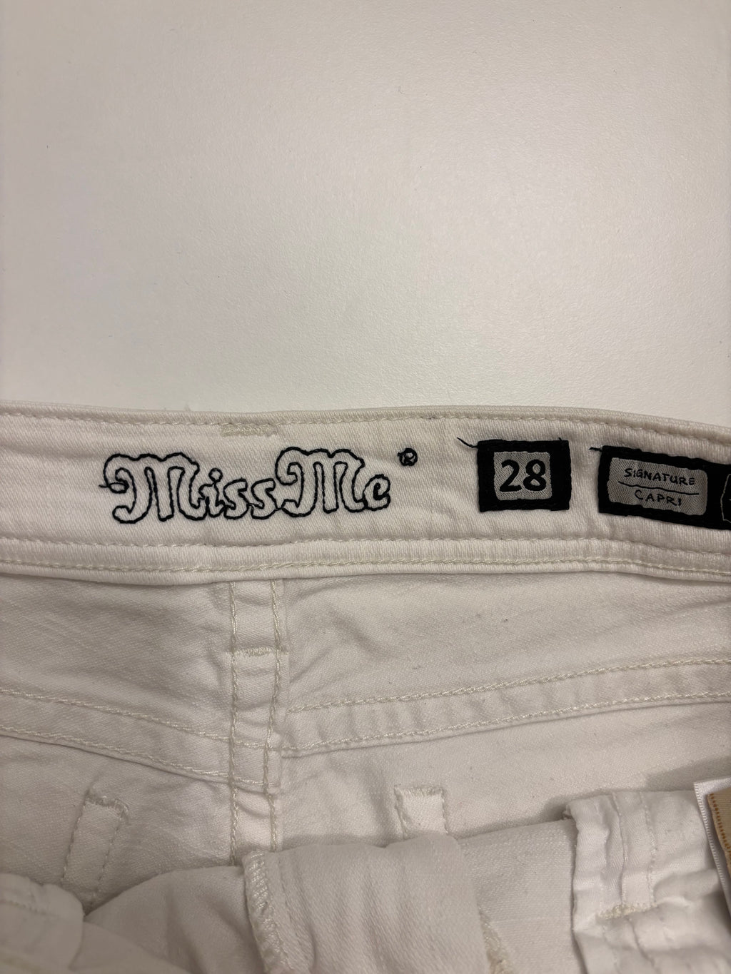Miss Me Hvit Denim Mini Skjørt