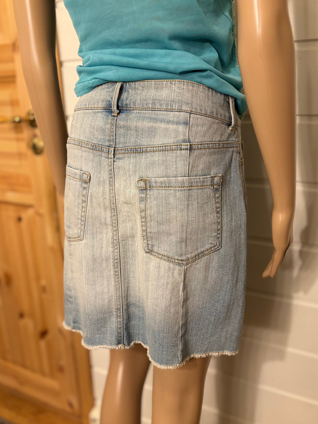 Lyseblå Denim Mini Skjørt