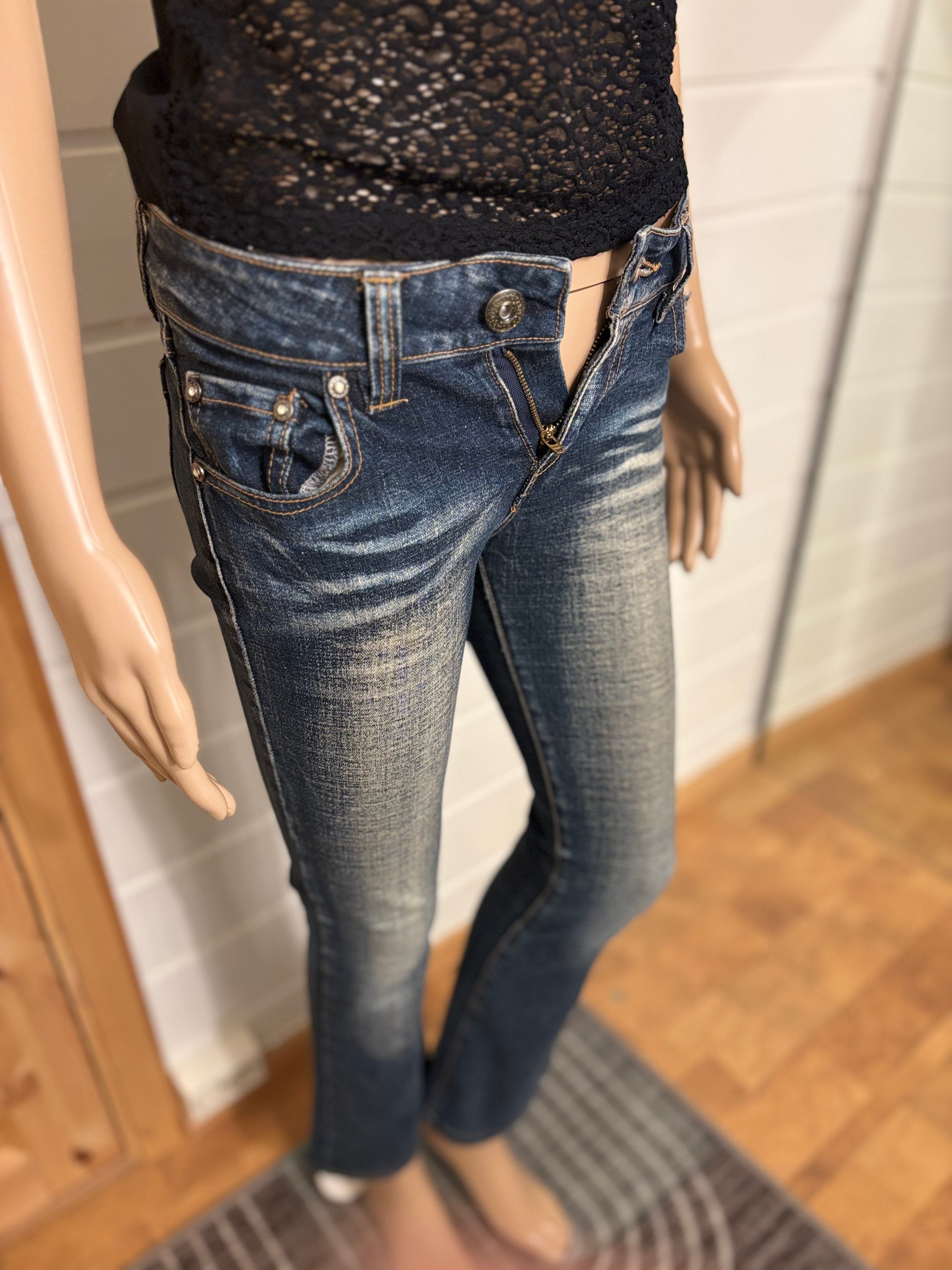 Vintage Jeans Sleng Pyntede Lommer