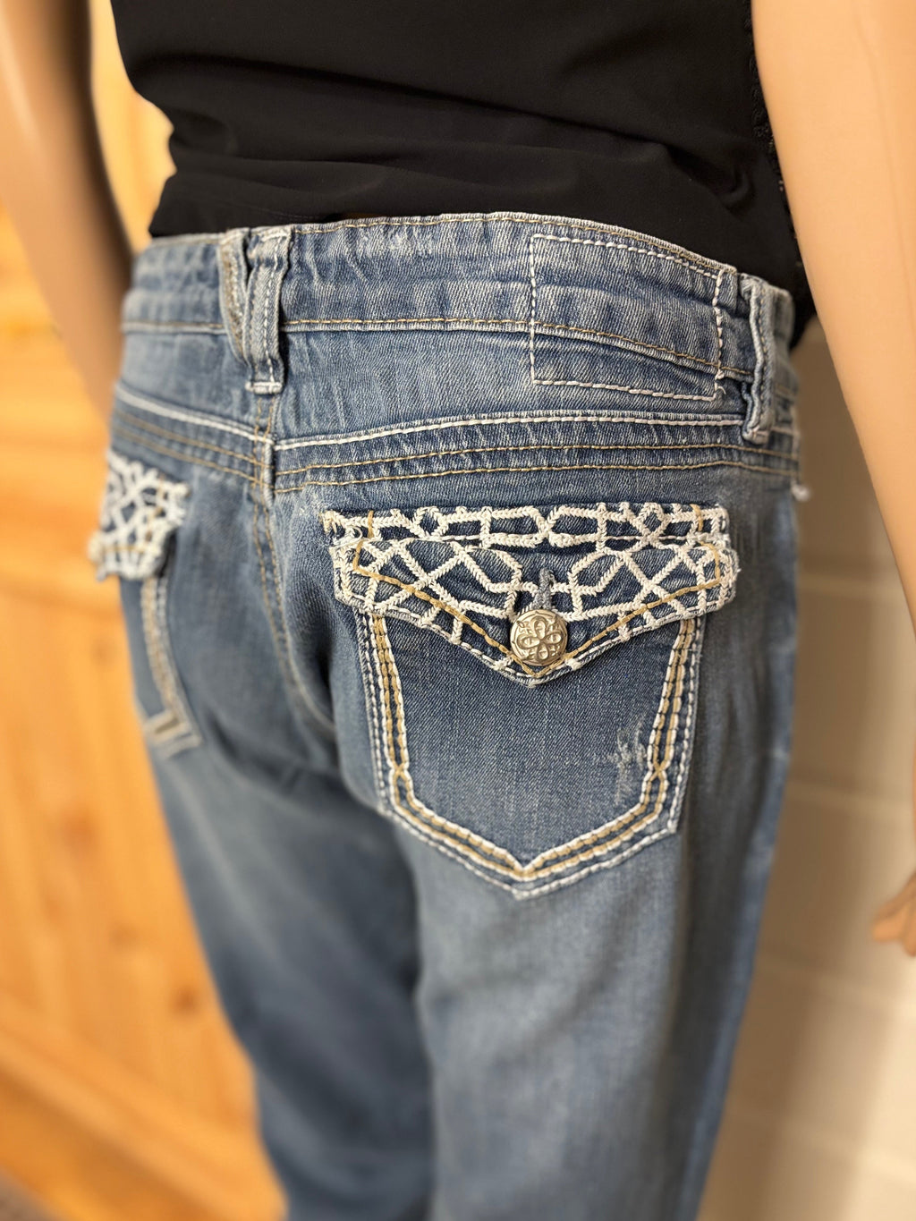 Vintage Jeans Bootcut Broderte Lommer