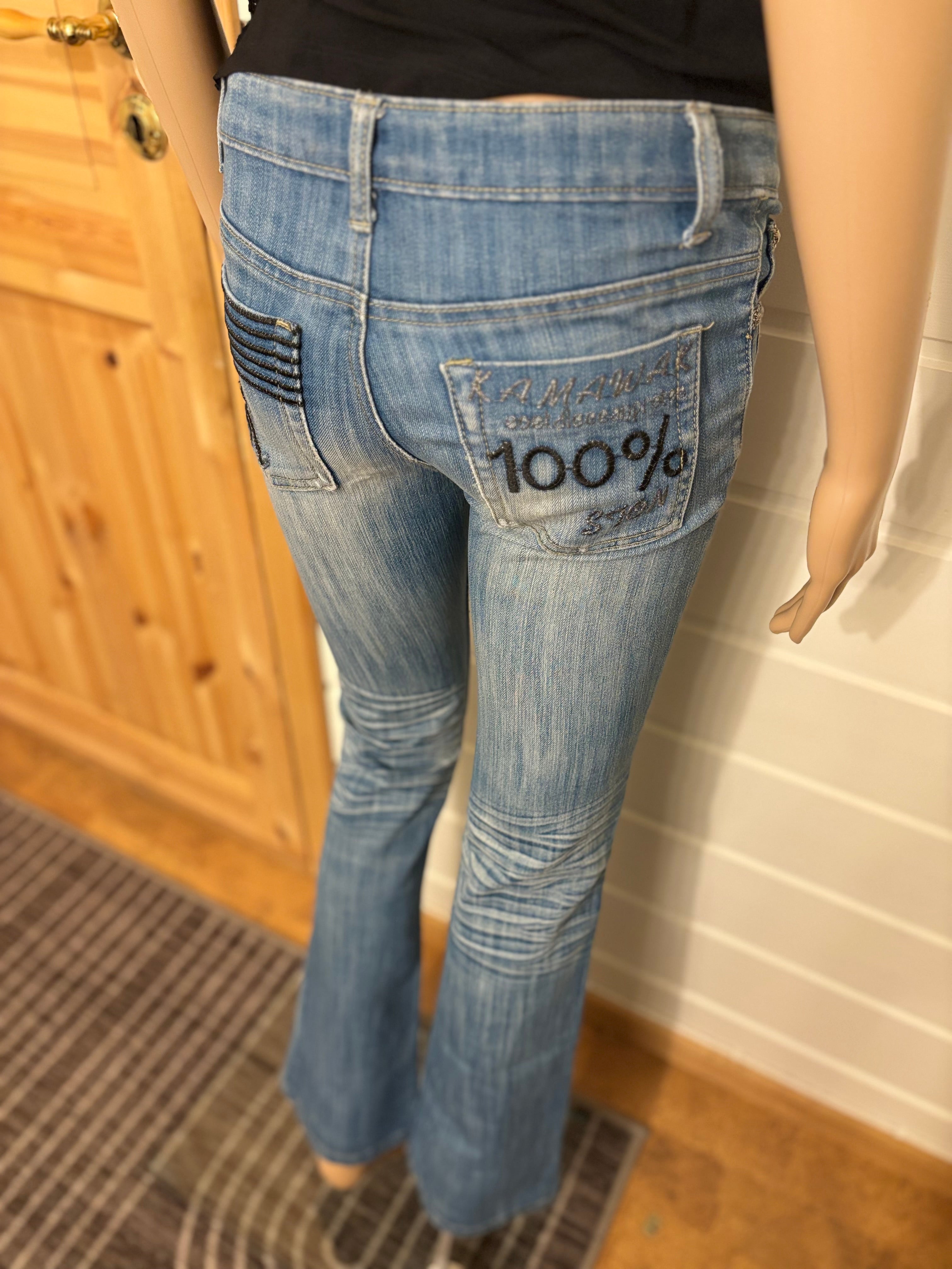 Vintage Jeans Sleng Pyntede Lommer