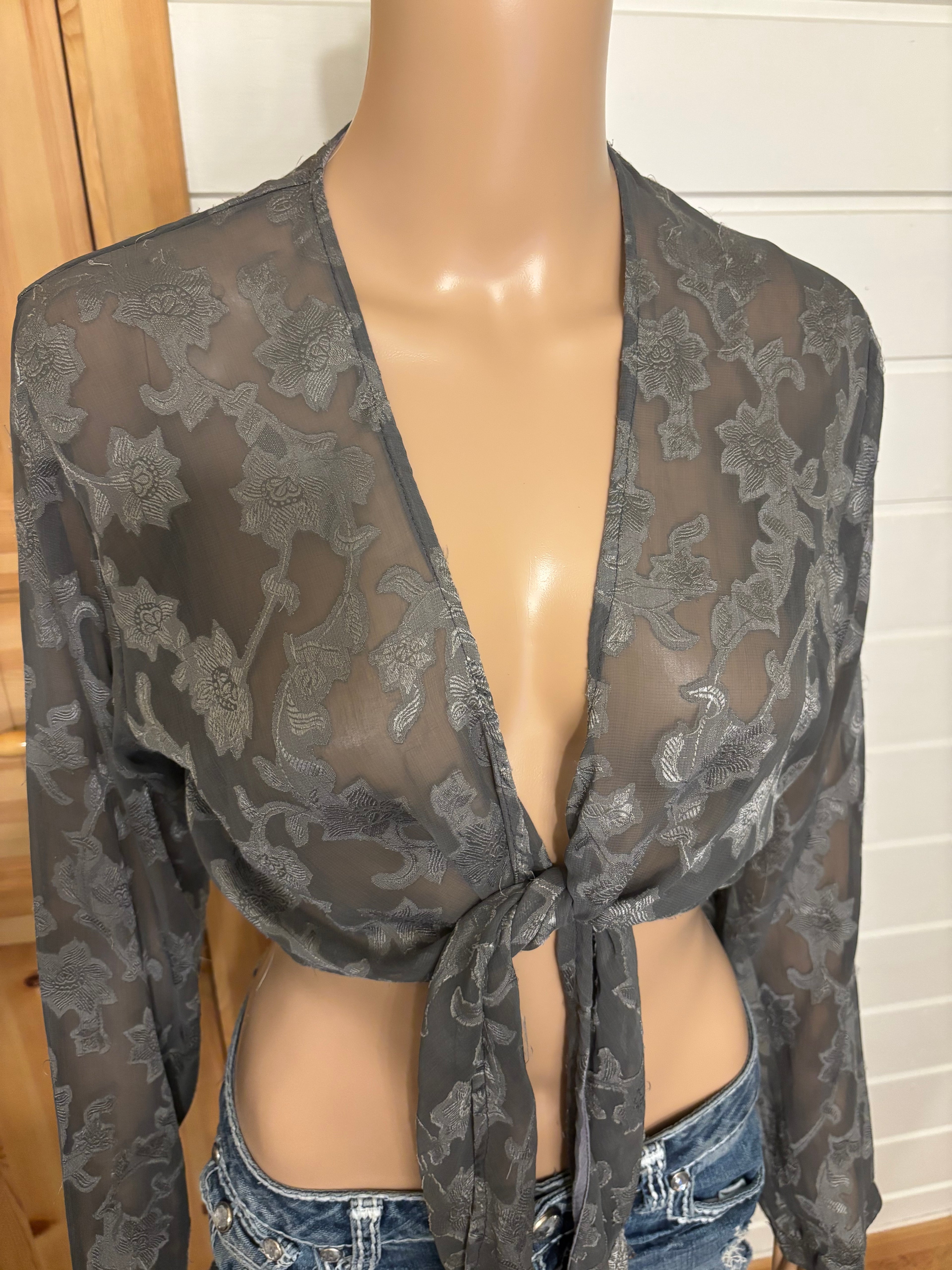 Grå Mesh Bolero