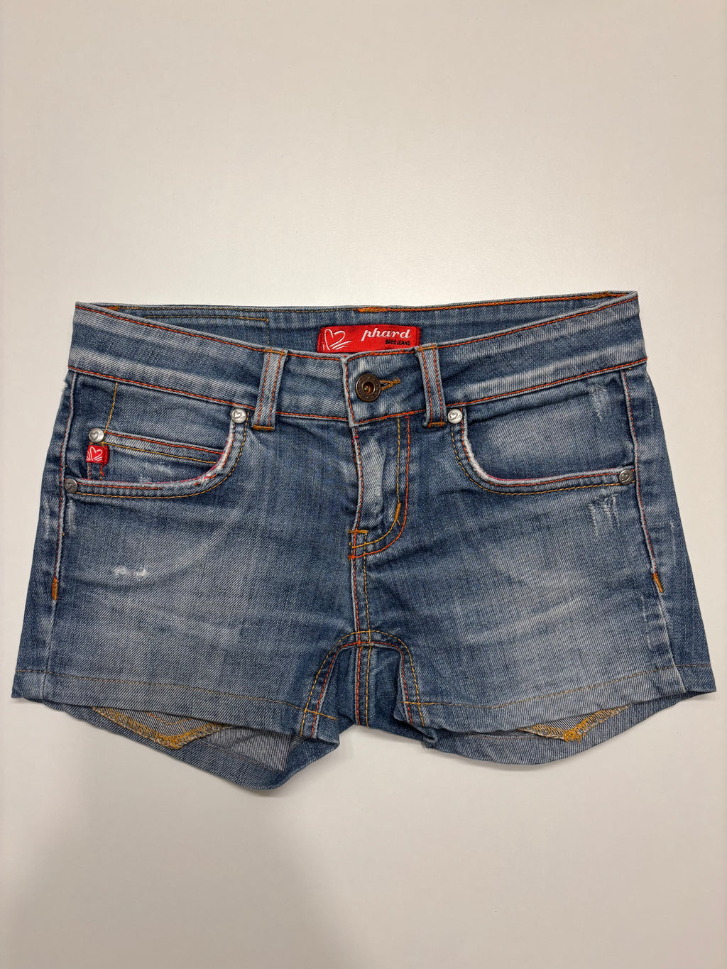 Y2K Denim Shorts Broderte Lommer