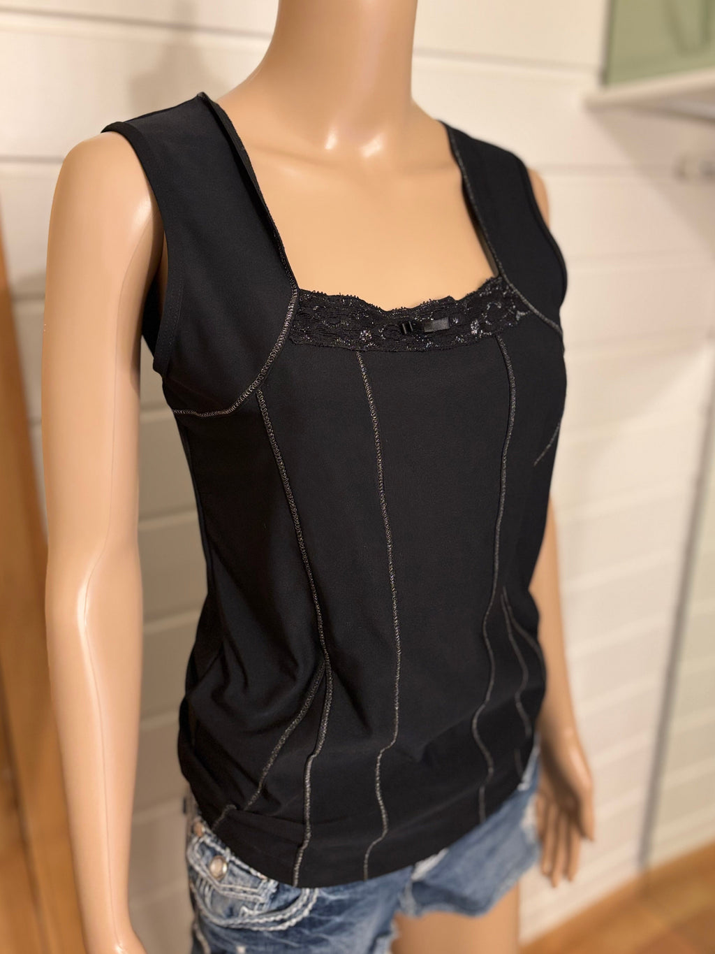 Svart Topp Blonder Glitter Detaljer