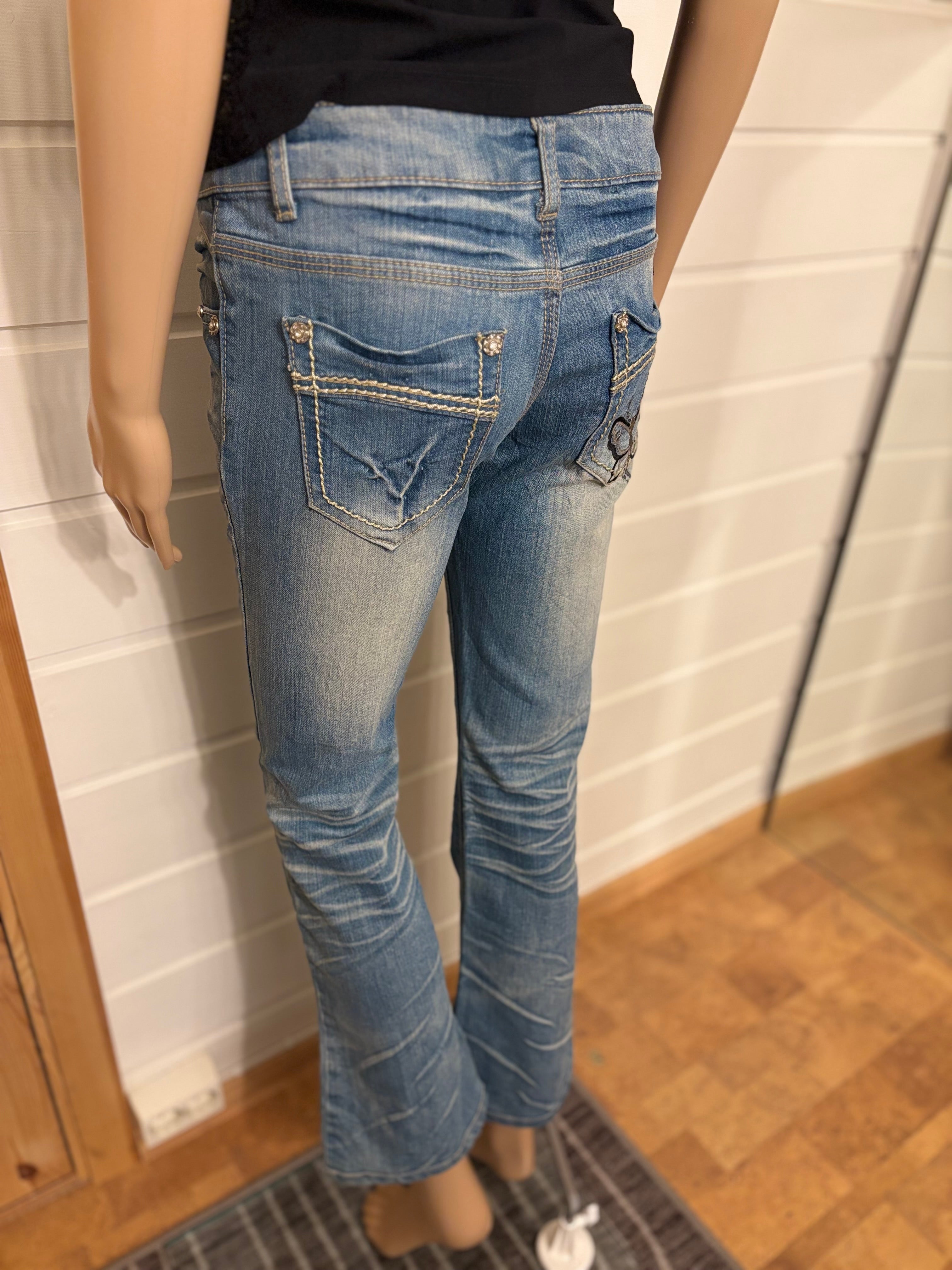 Vintage Jeans Sleng Pyntede Lommer
