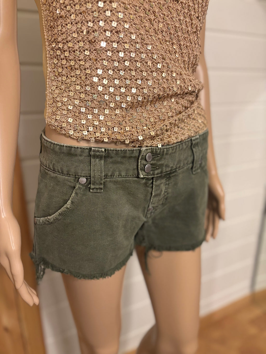 Grønn Denim Shorts