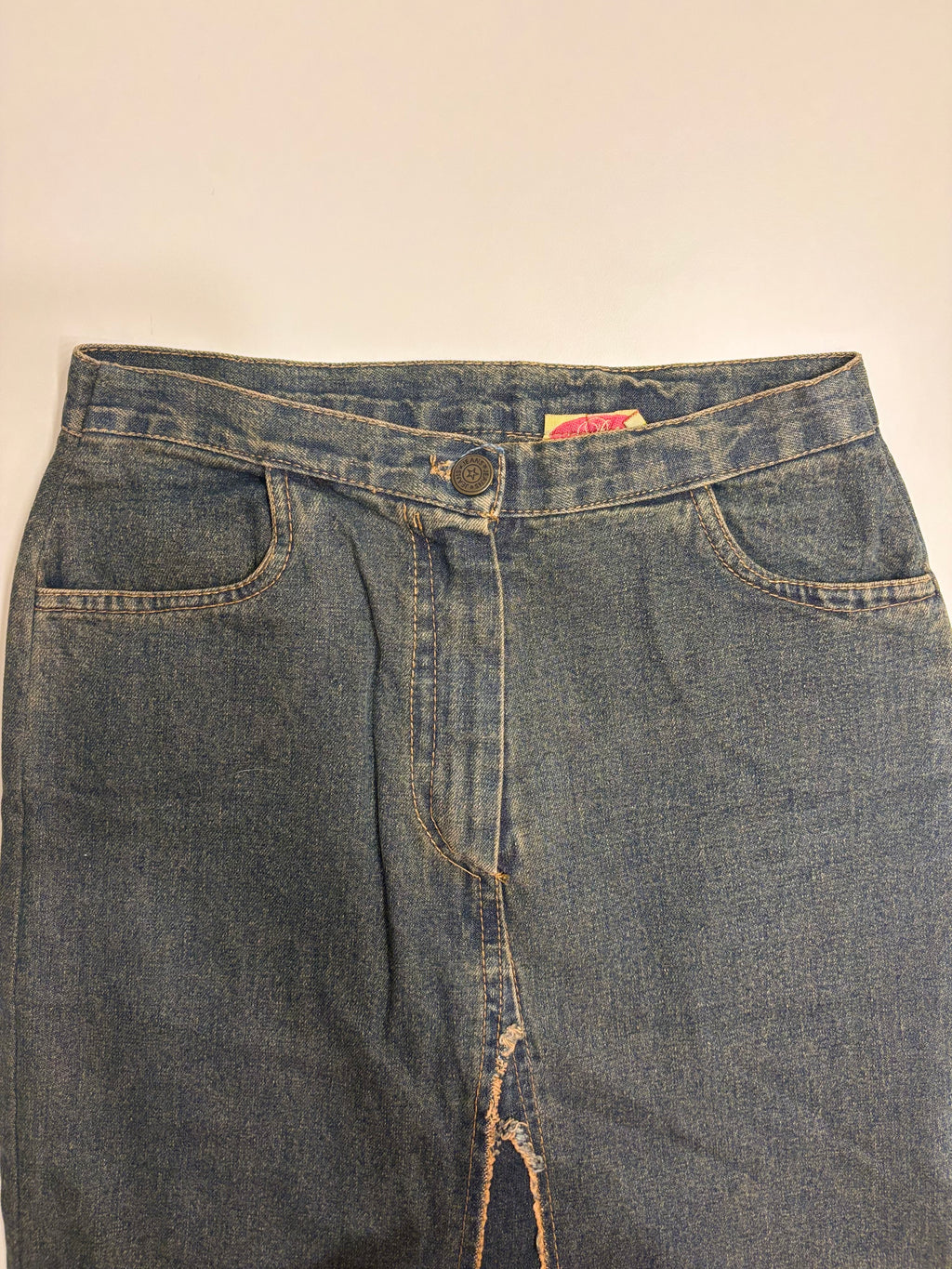 Mørkeblå Midi Denim Skjørt