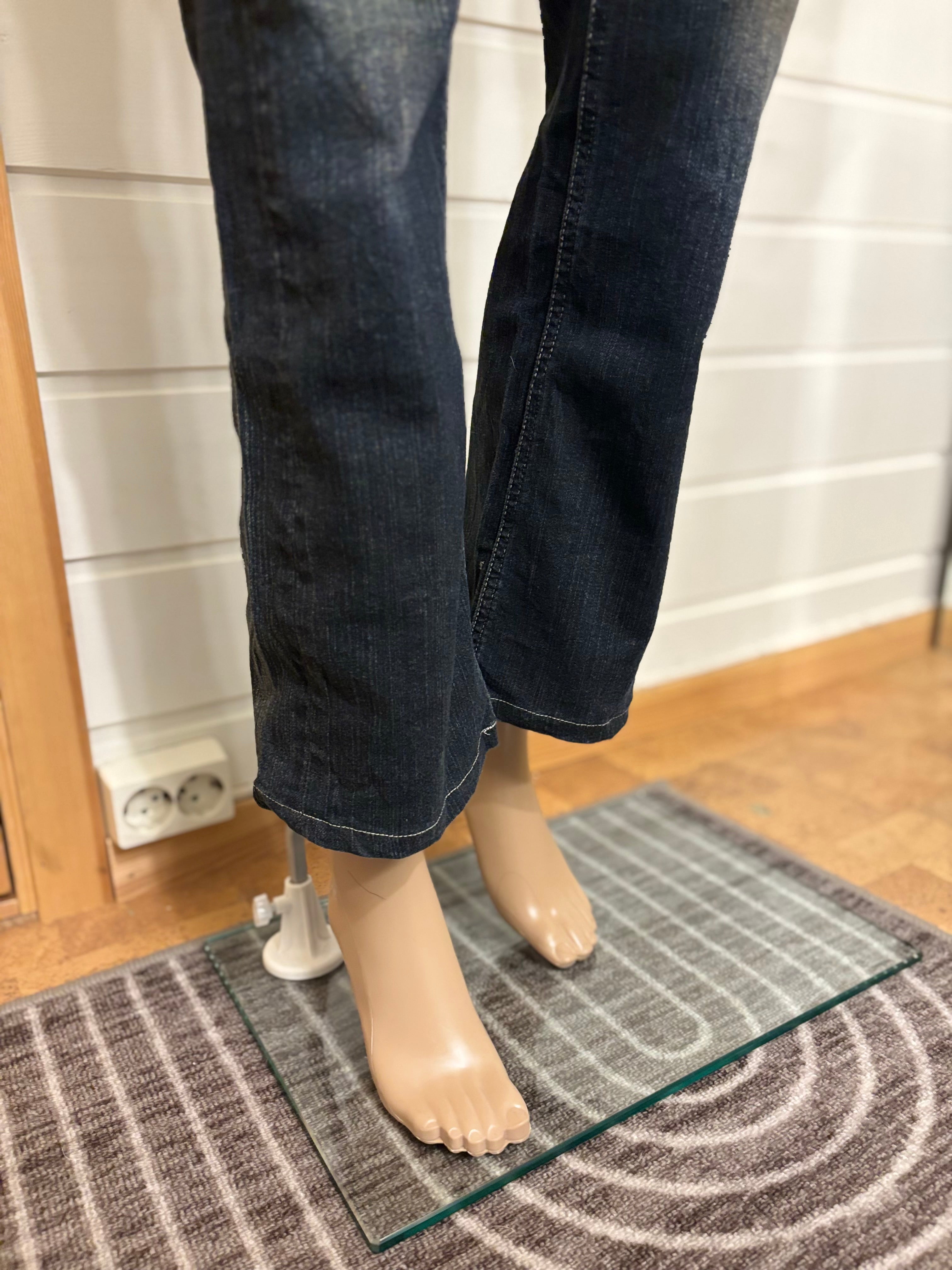 Vintage Jeans Sleng Rosa Broderte Lommer