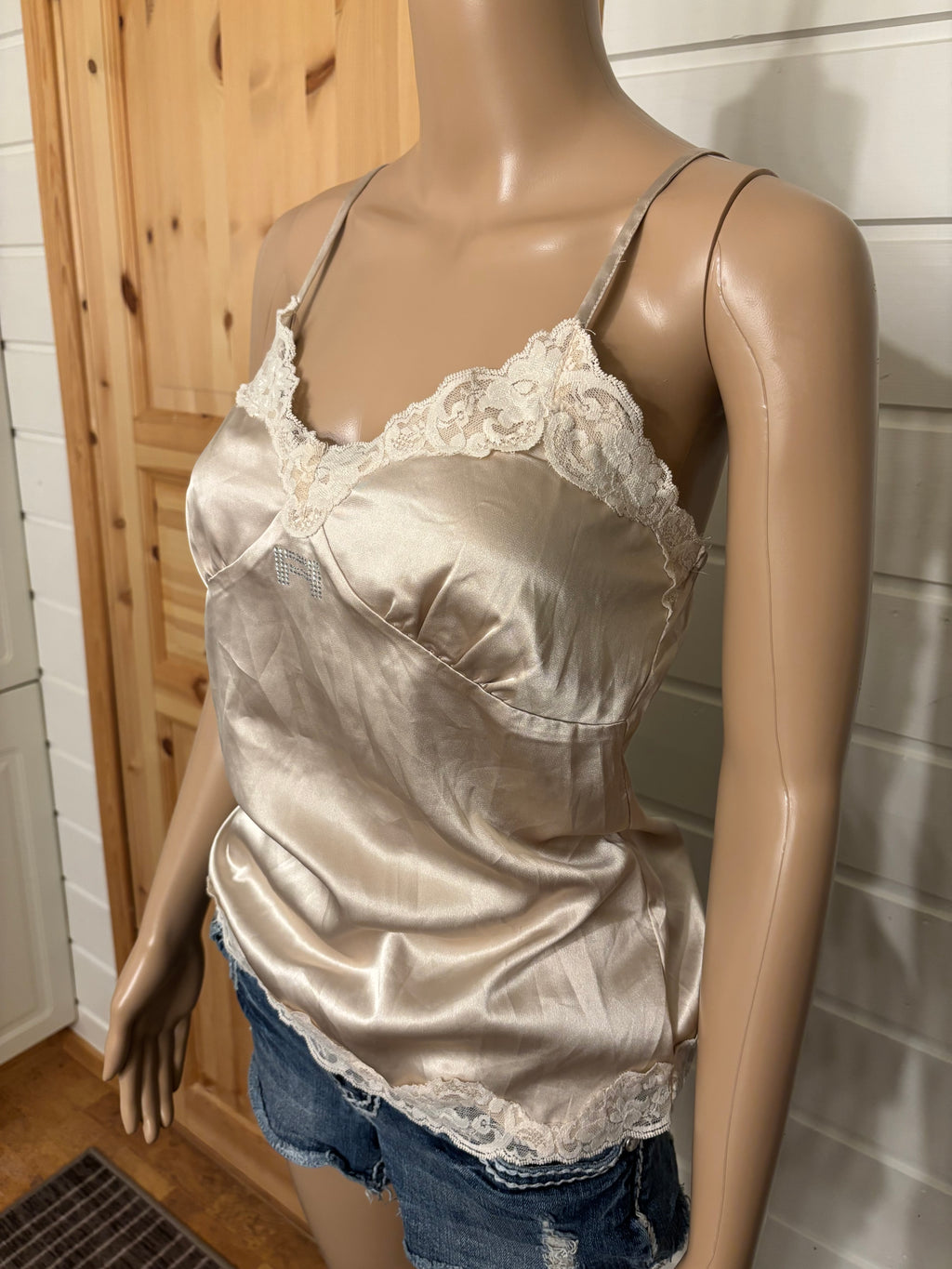 Beige Silke Topp Blonder