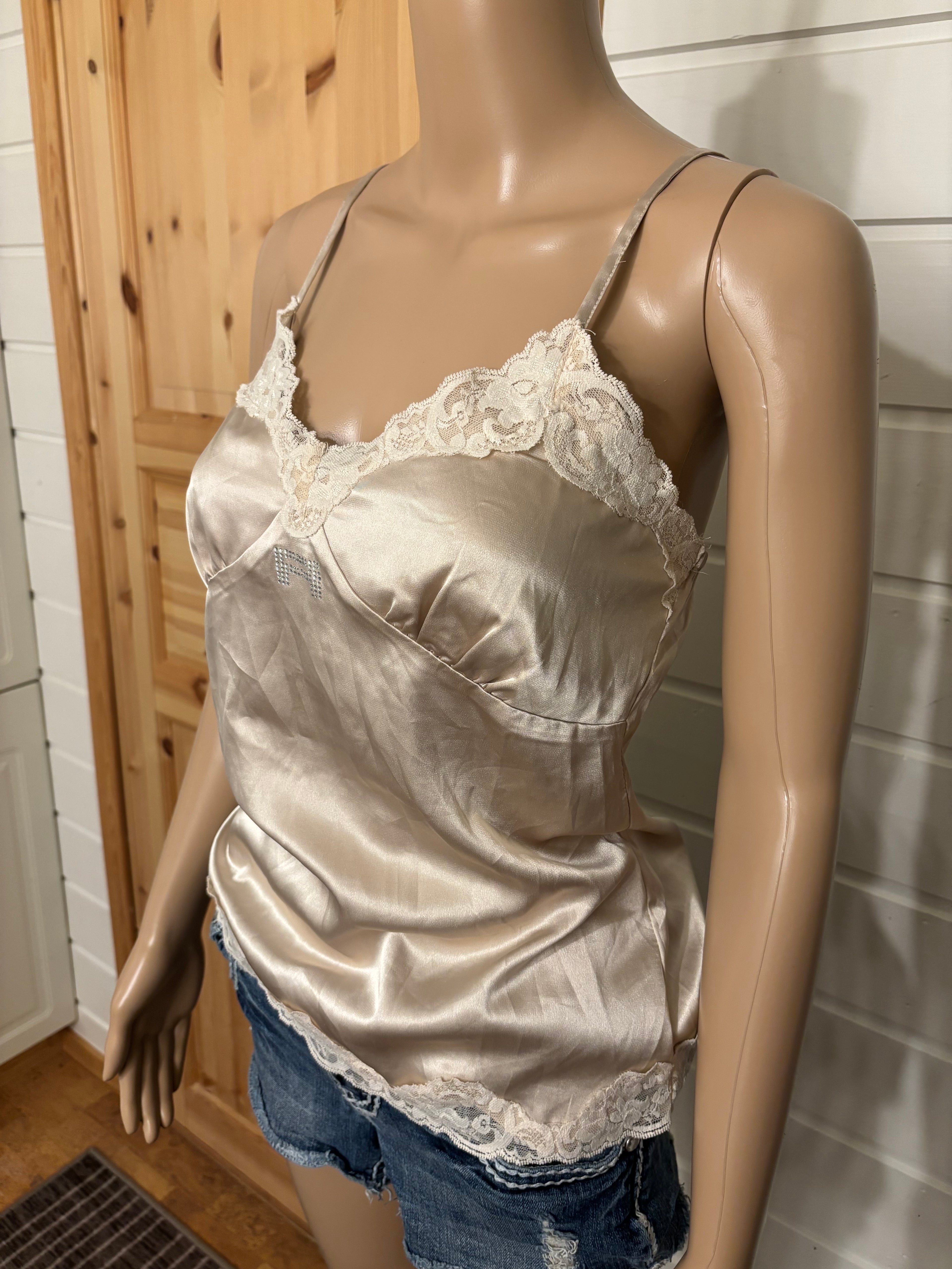 Beige Silke Topp Blonder