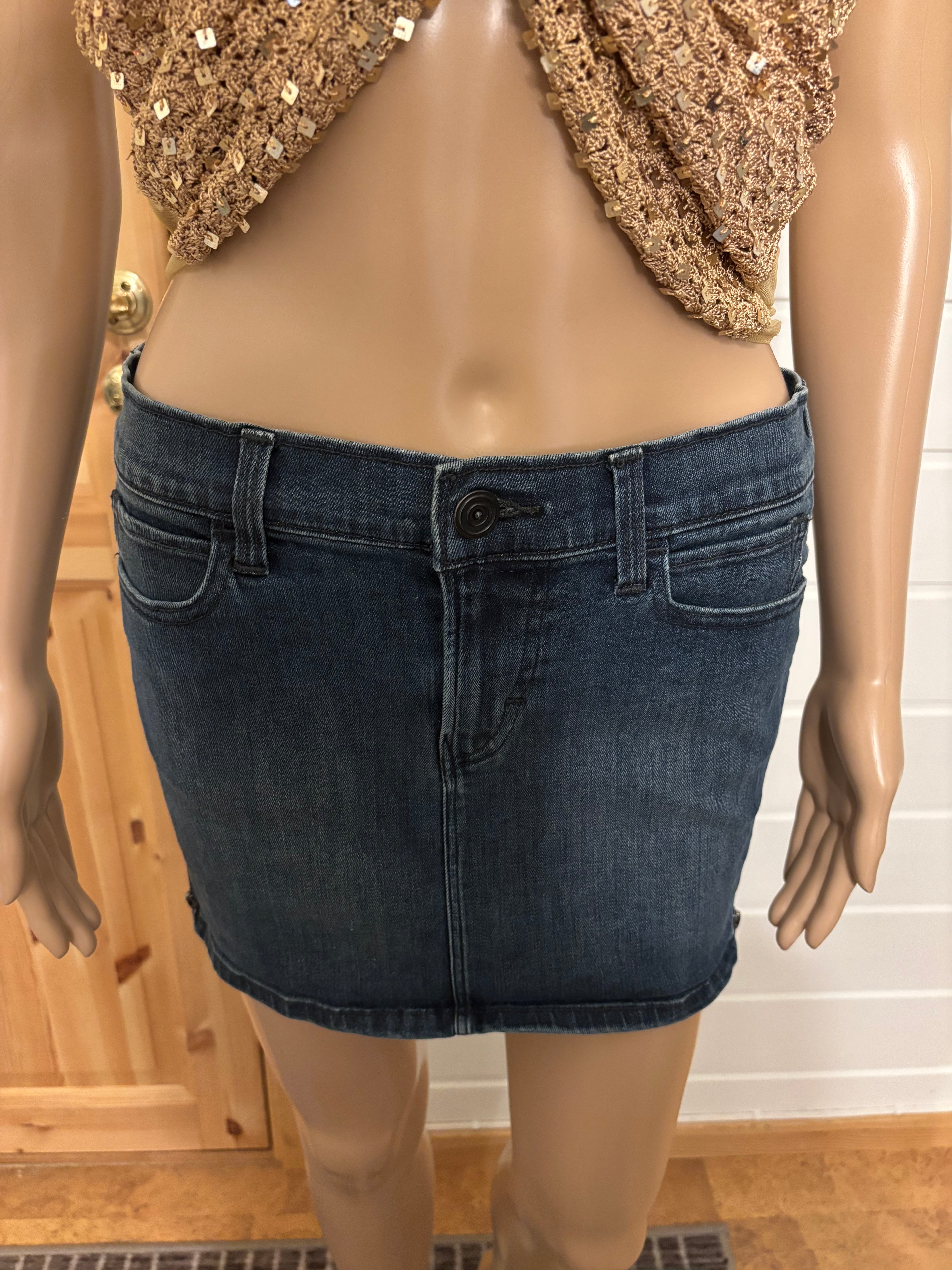 Mørkeblå Mini Denim Skjørt
