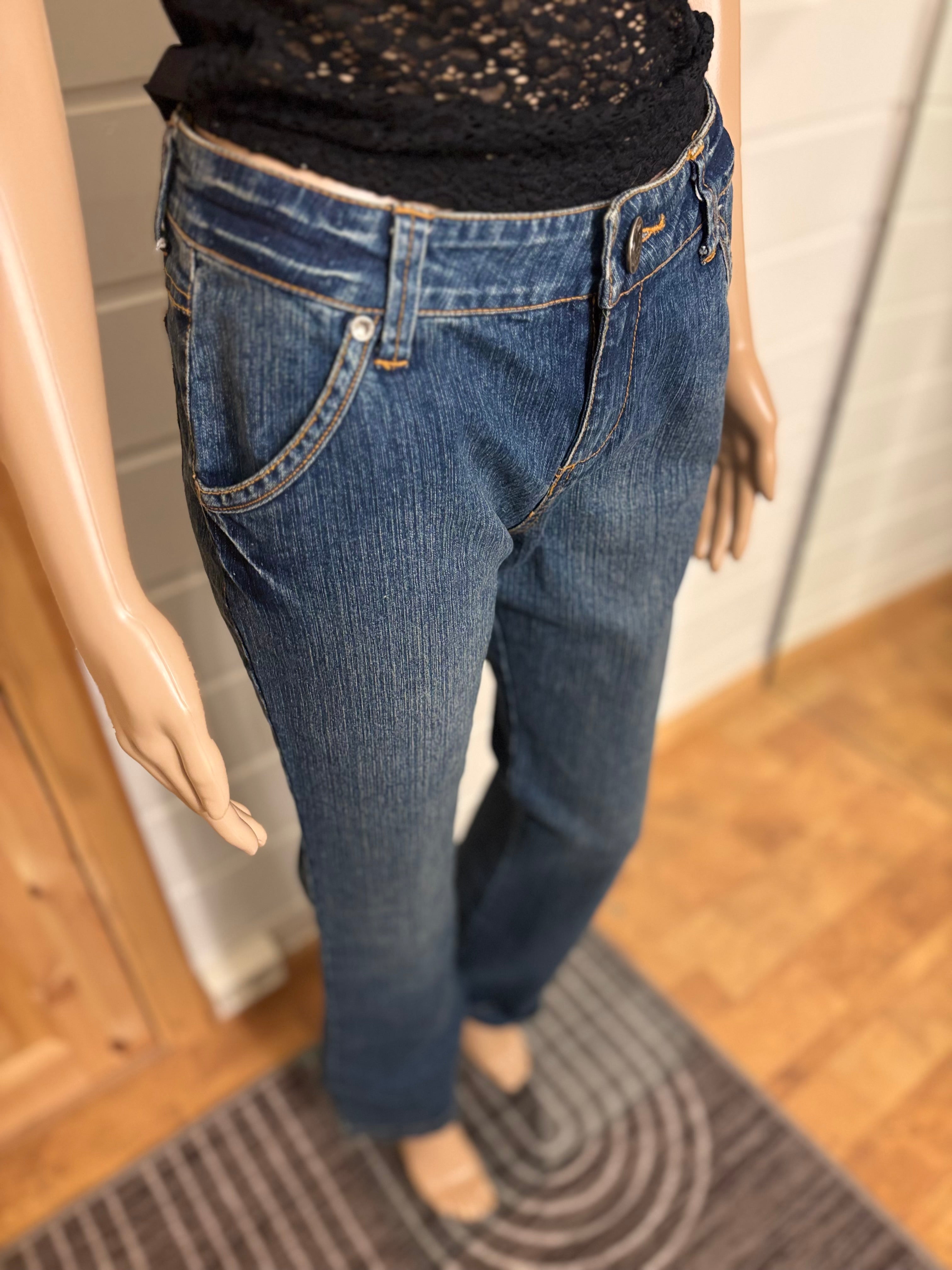 Vintage Jeans Sleng Broderte Lommer