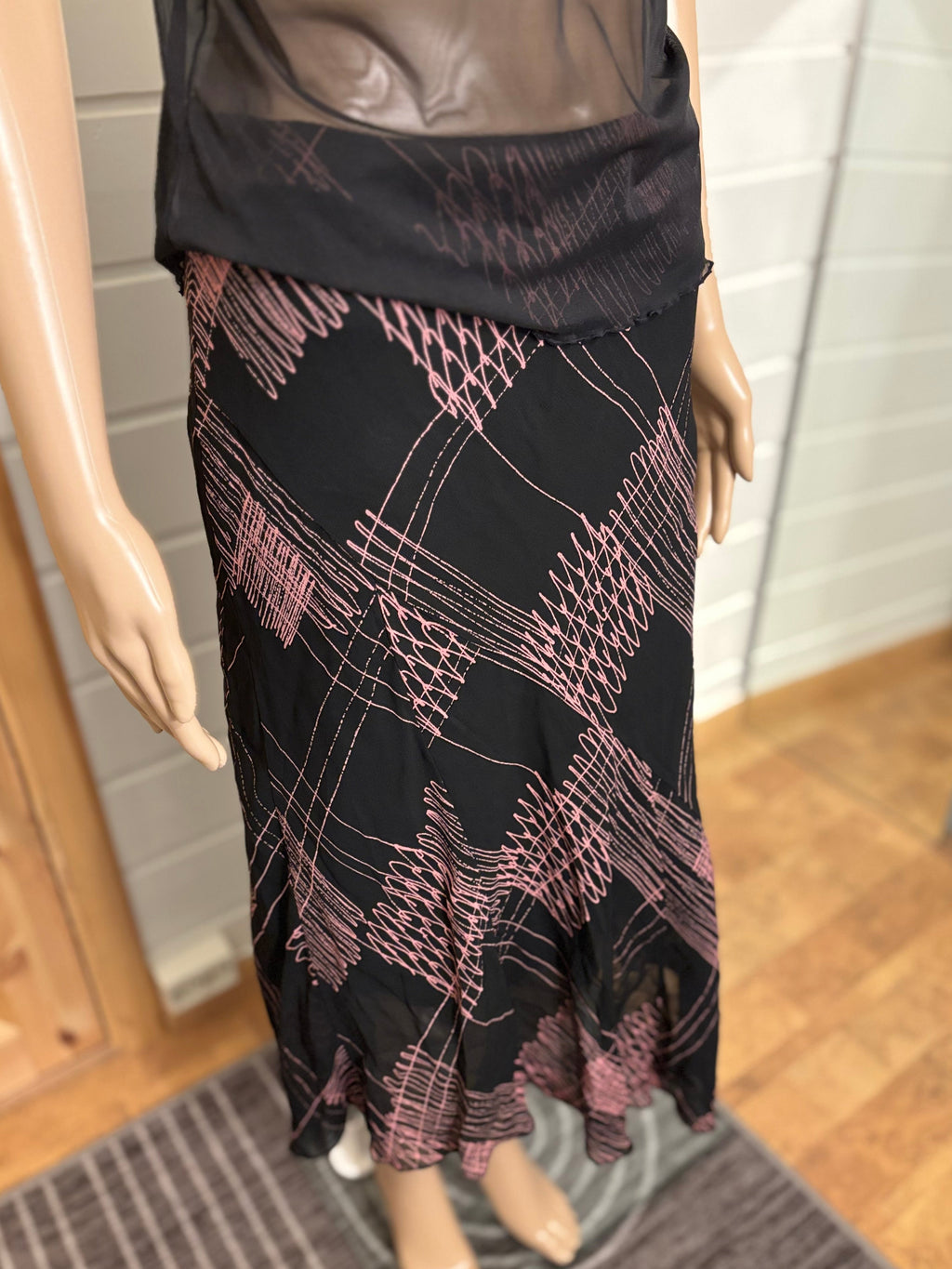 Retro Mesh Midi Skjørt