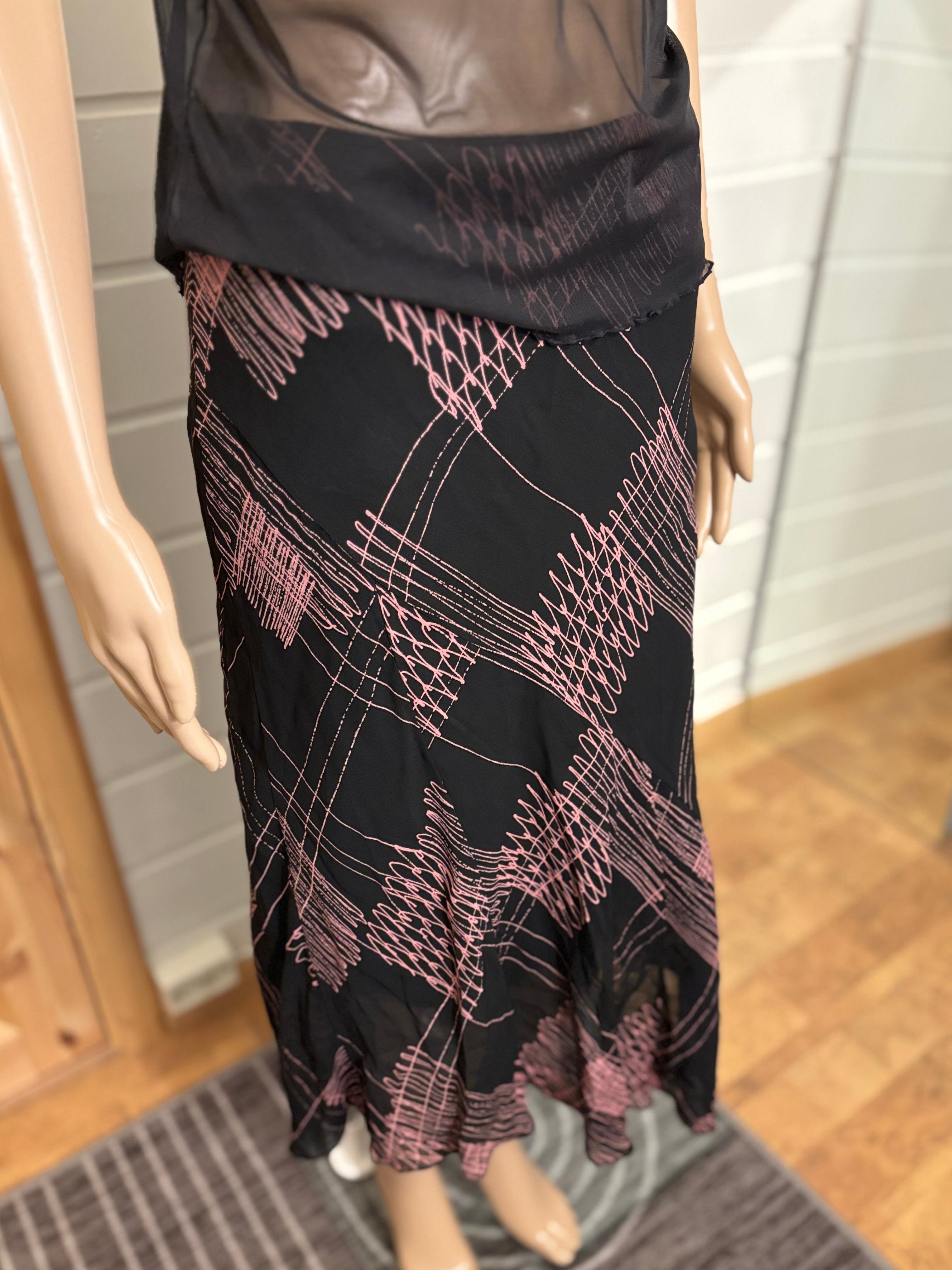 Retro Mesh Midi Skjørt