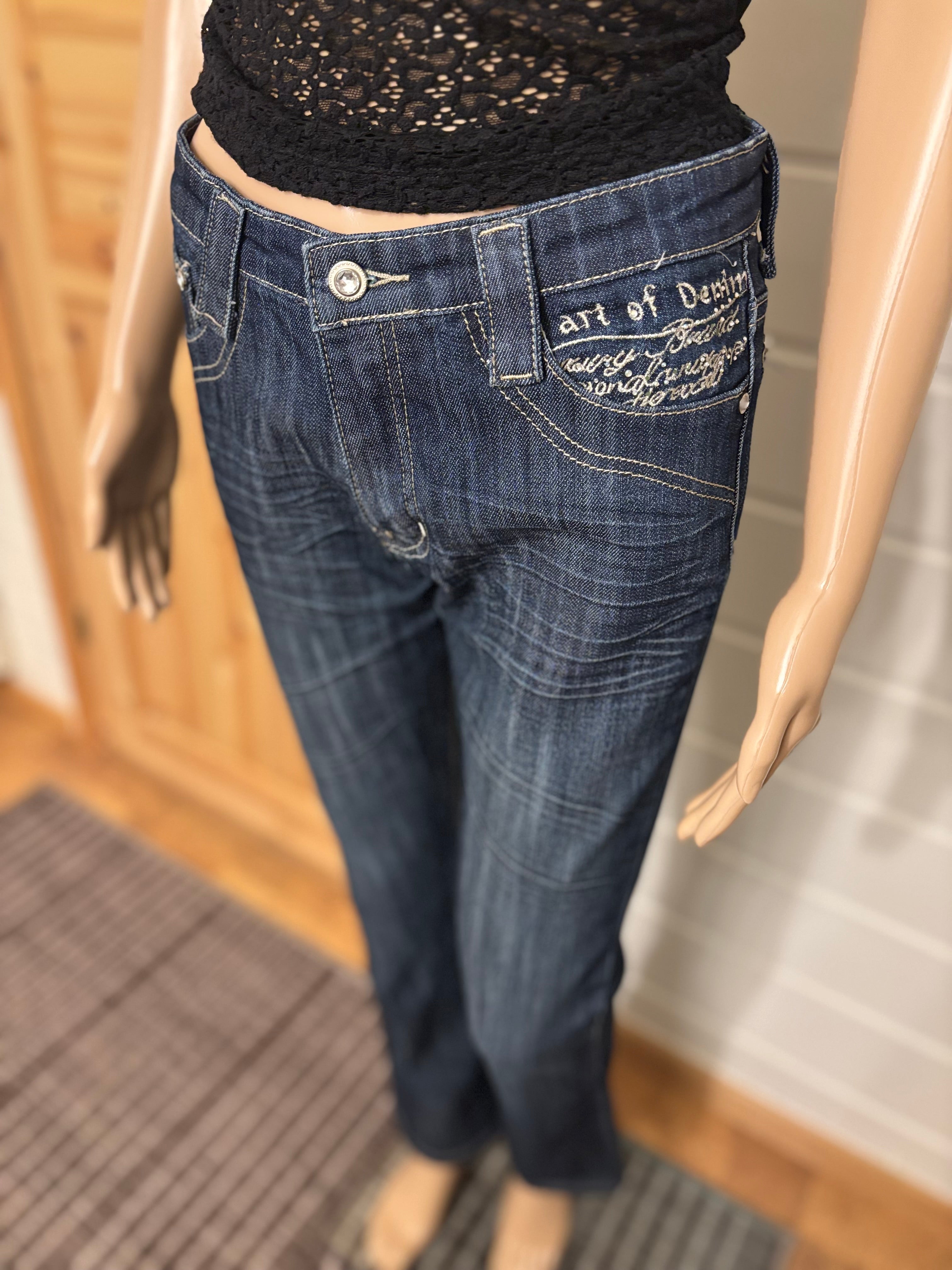 Vintage Jeans Sleng Pyntede Lommer