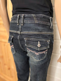 Vintage Jeans Sleng Rosa Broderte Lommer