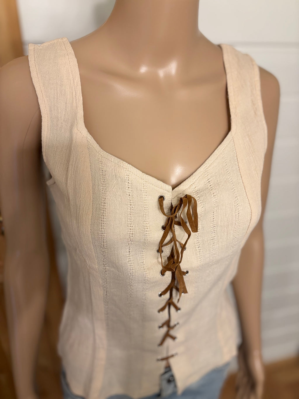 Beige Bomull Topp
