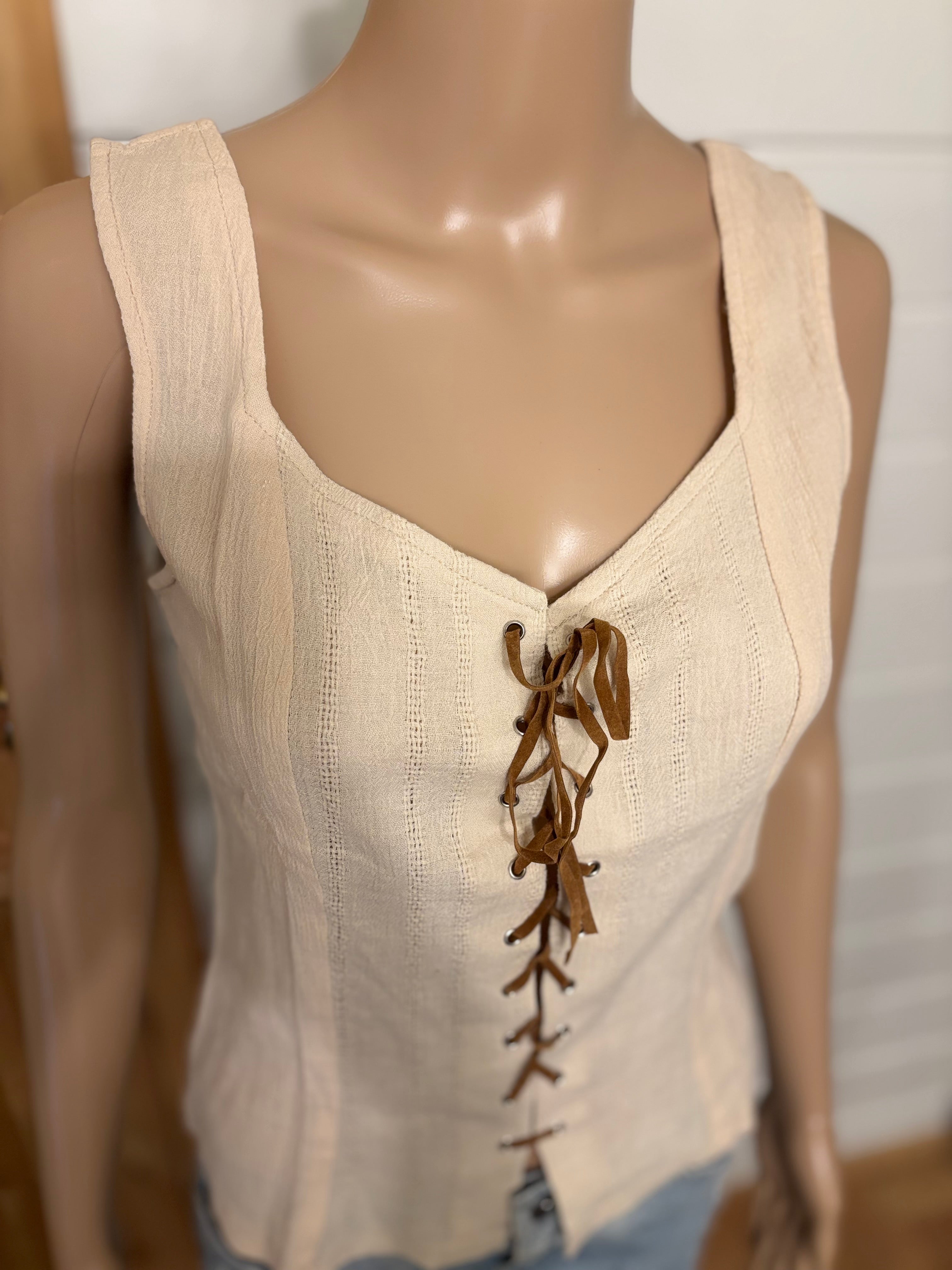 Beige Bomull Topp