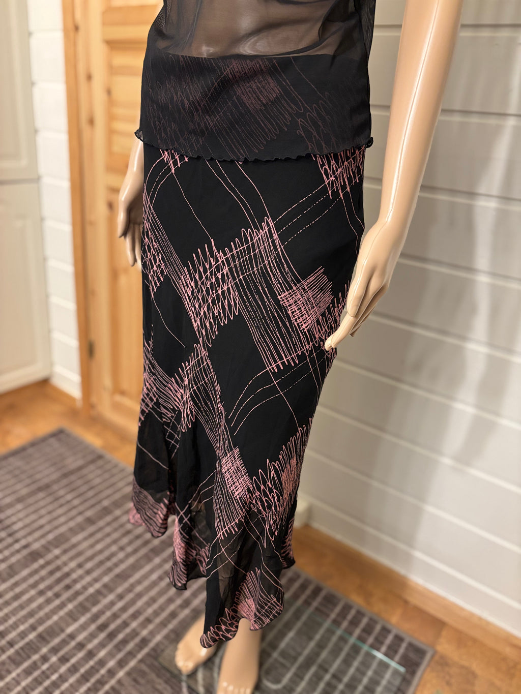 Retro Mesh Midi Skjørt