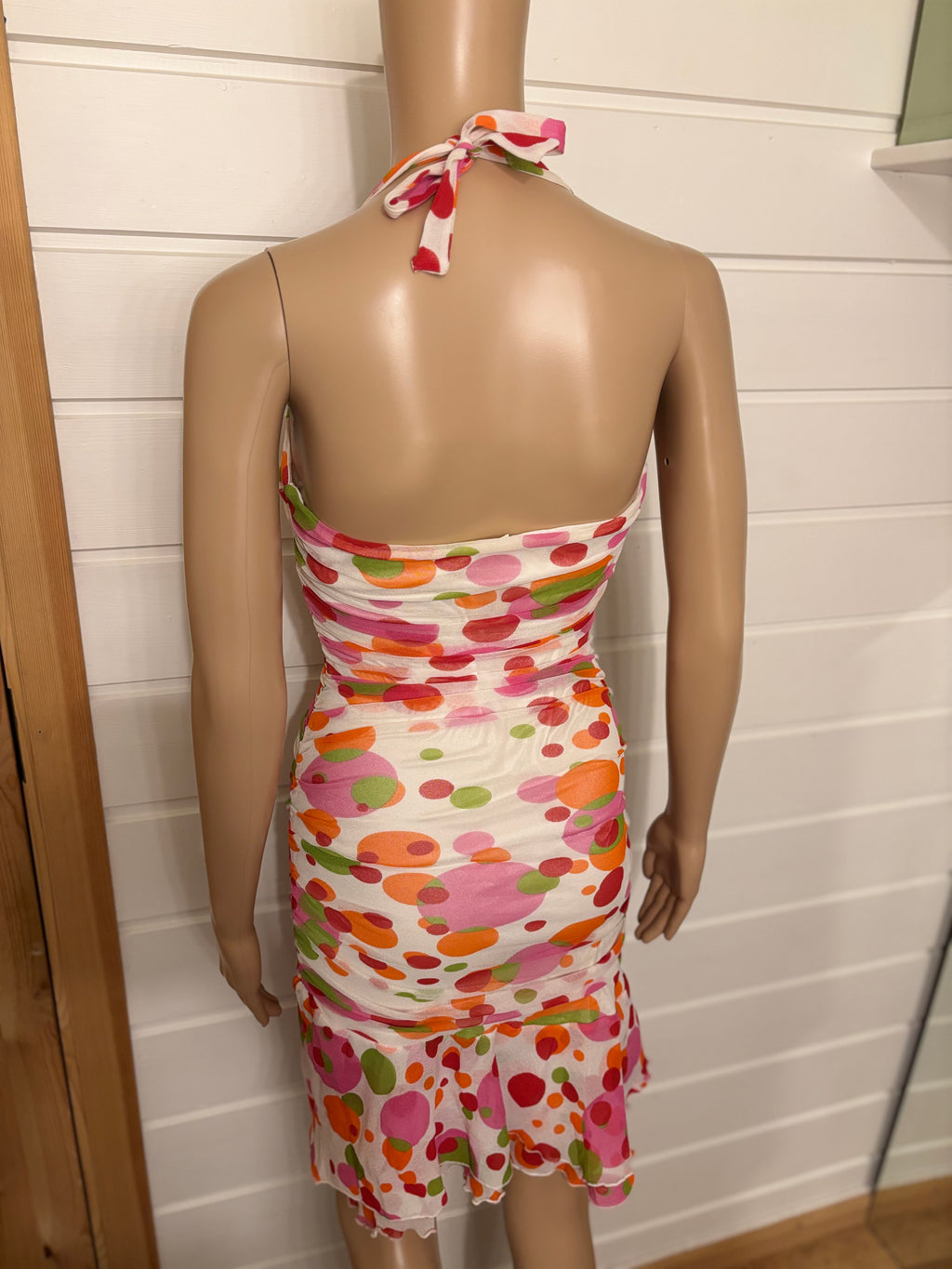 Fargerik Polkadott Prikker Halterneck Mesh Mini Kjole