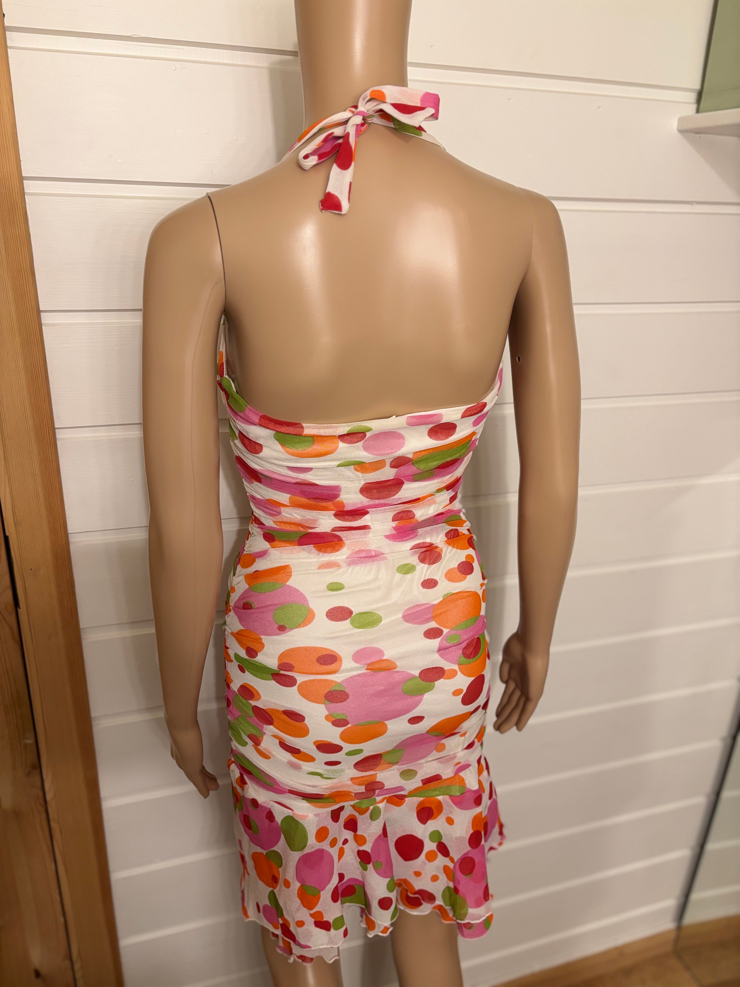 Fargerik Polkadott Prikker Halterneck Mesh Mini Kjole