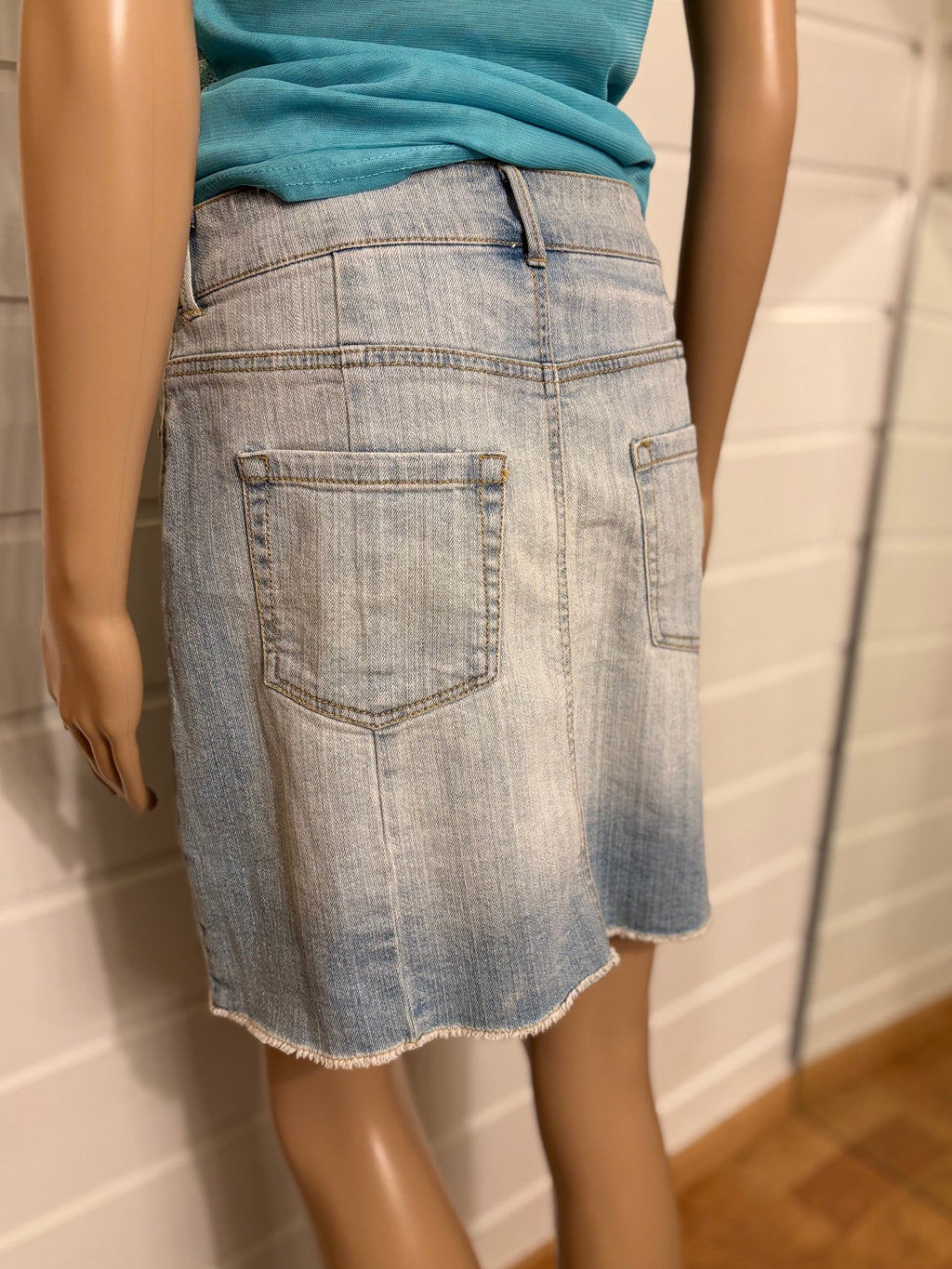 Lyseblå Denim Mini Skjørt