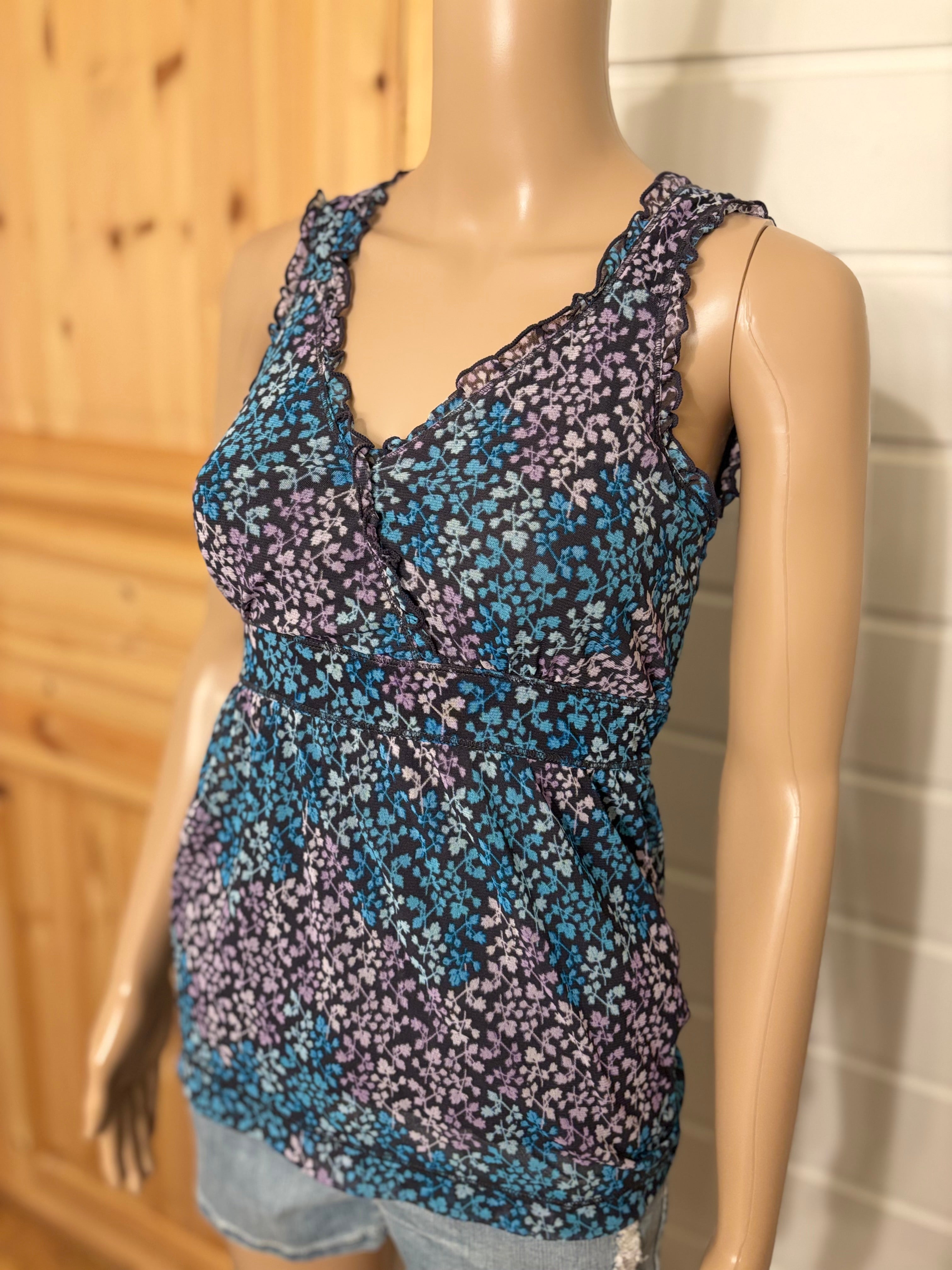 Mønstret Mesh Babydoll Topp