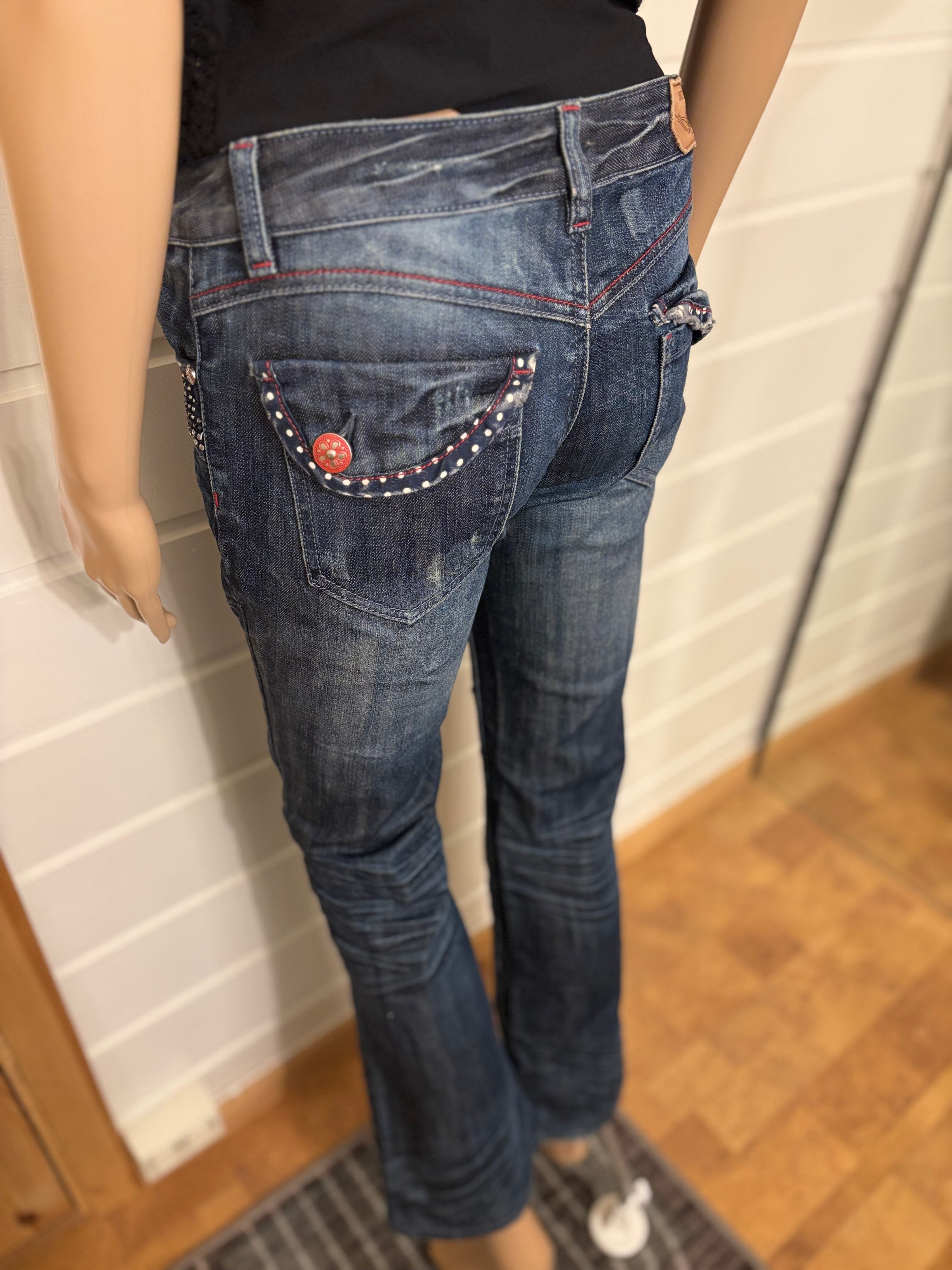 Vintage Jeans Sleng Pyntede Lommer