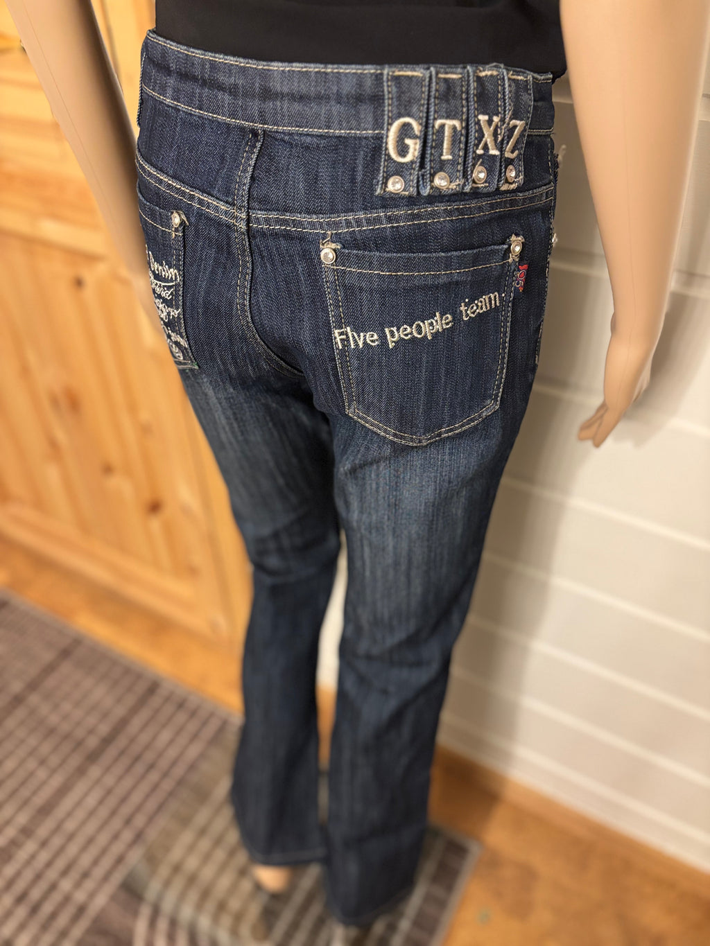 Vintage Jeans Sleng Pyntede Lommer
