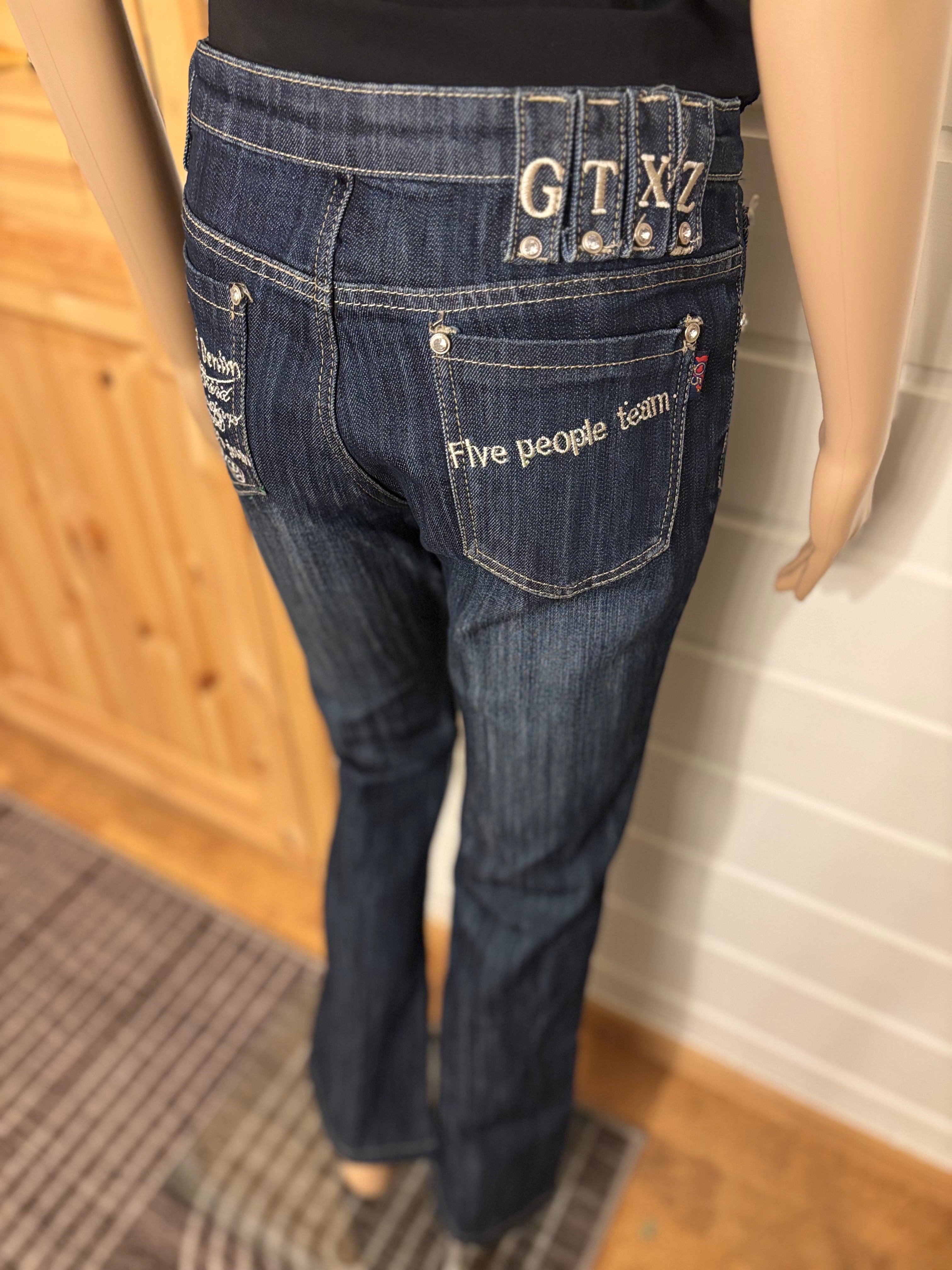 Vintage Jeans Sleng Pyntede Lommer