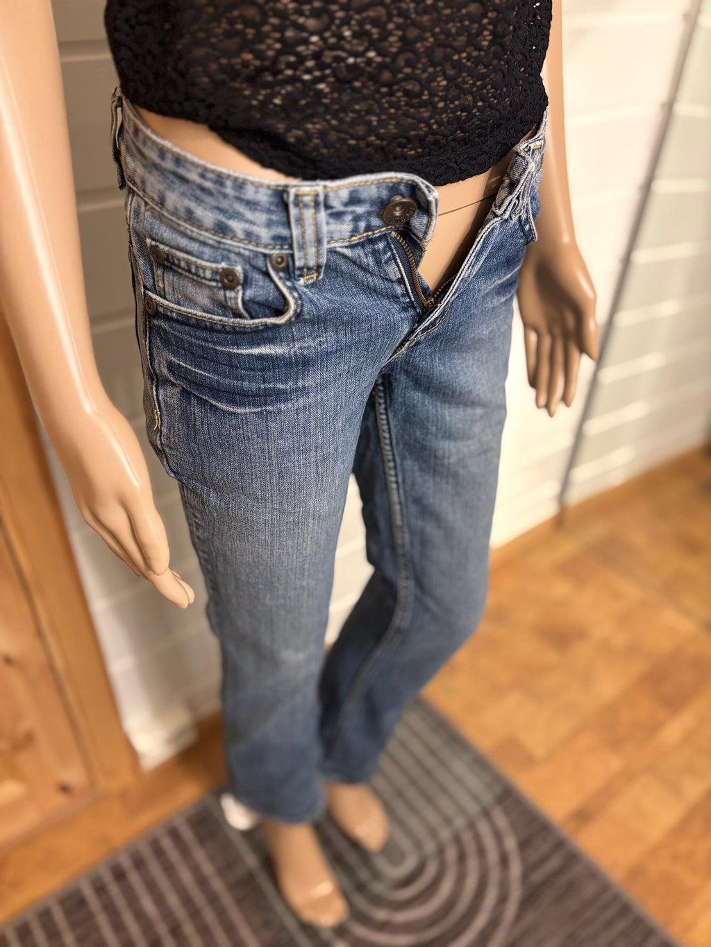 Vintage Jeans Straight Pyntede Lommer