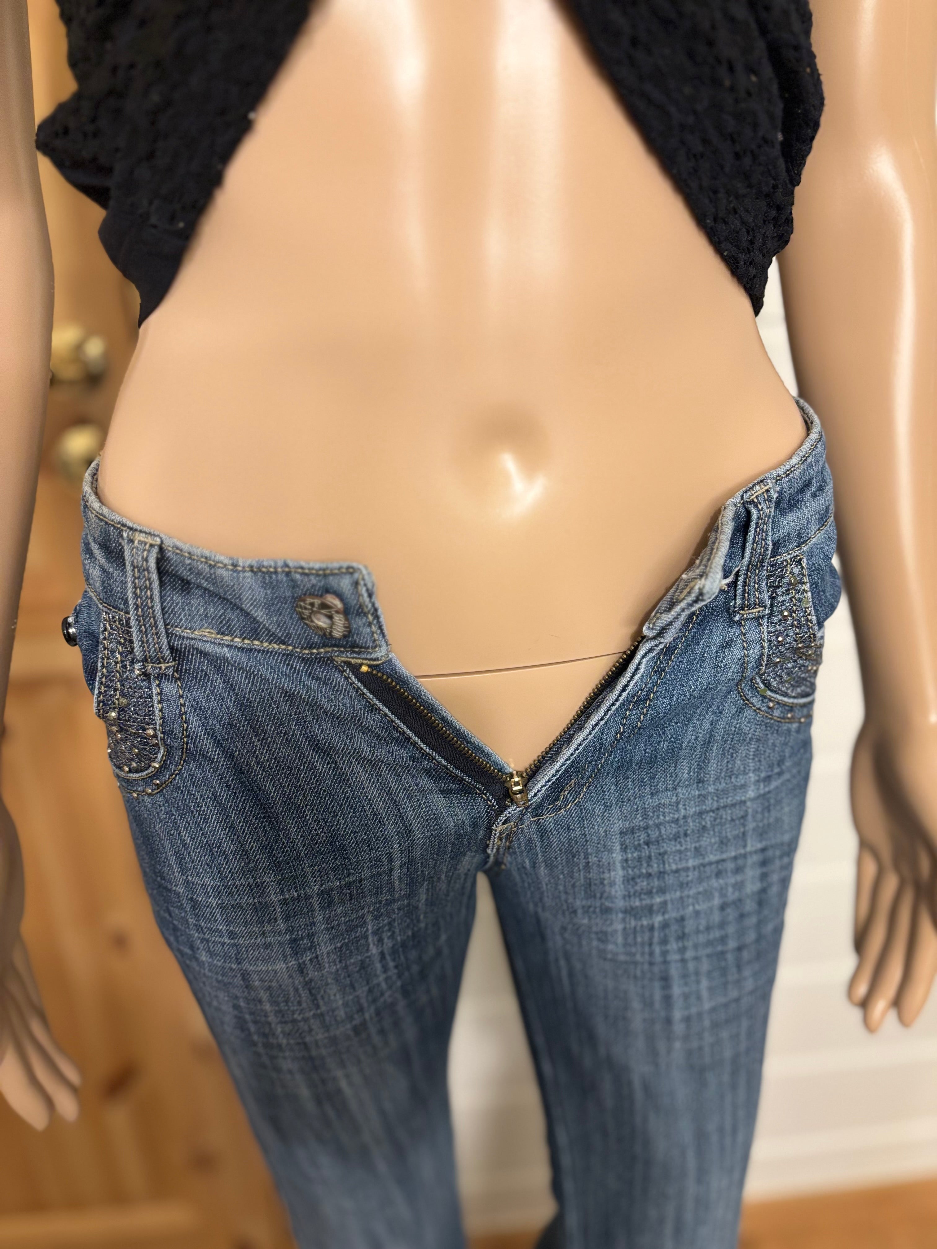 Vintage Jeans Sleng Pyntede Lommer
