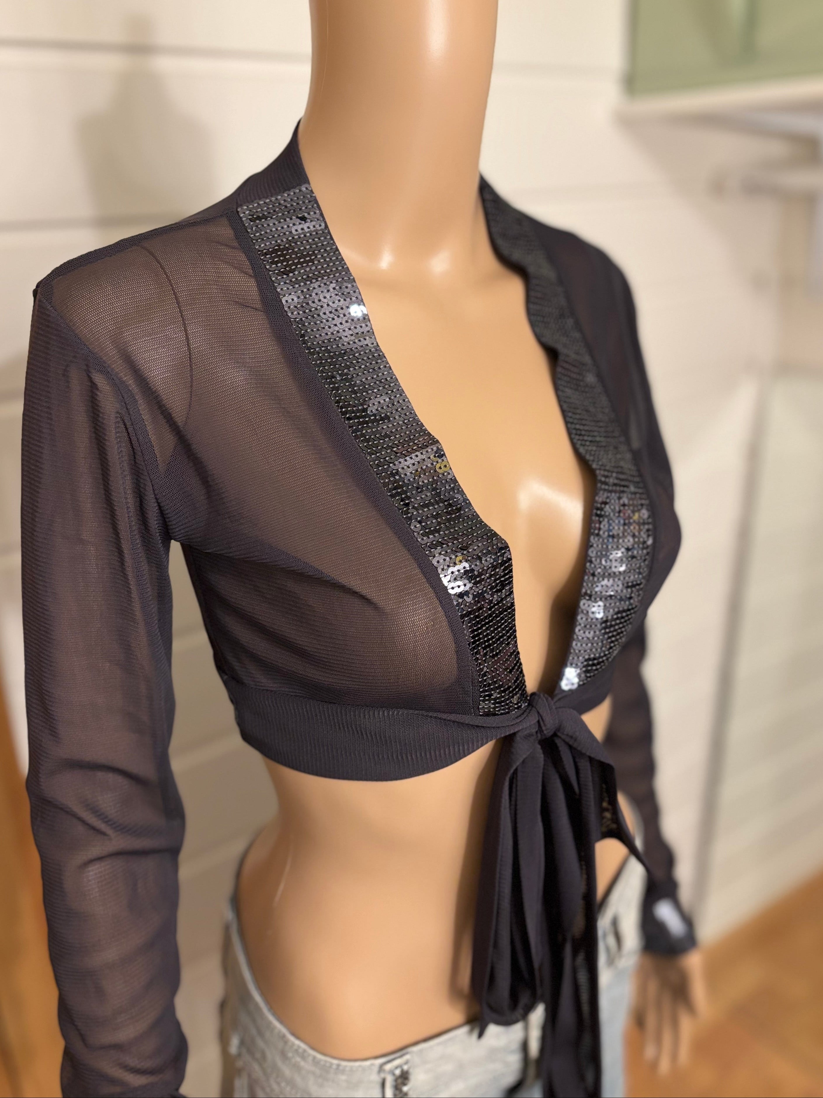 Svart Mesh Bolero Paljetter