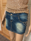 Mini Denim Skjørt Nagler