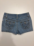 Lyseblå Denim Shorts Broderte Lommer