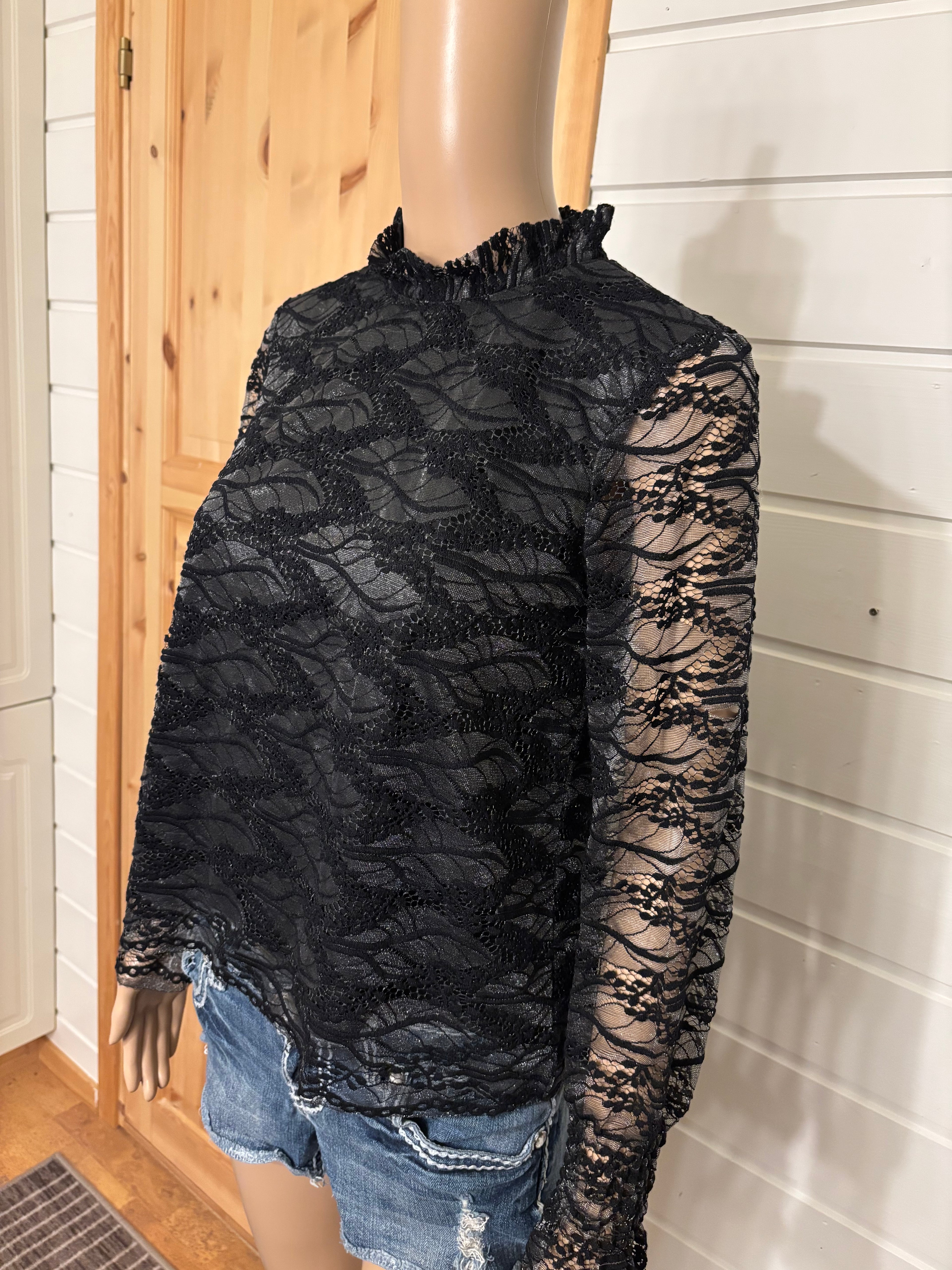 Svart Glitter Bluse
