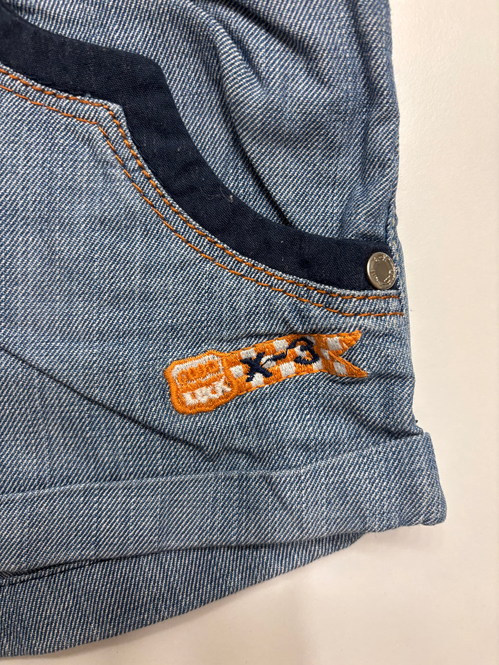 Y2K Denim Shorts Broderte Lommer