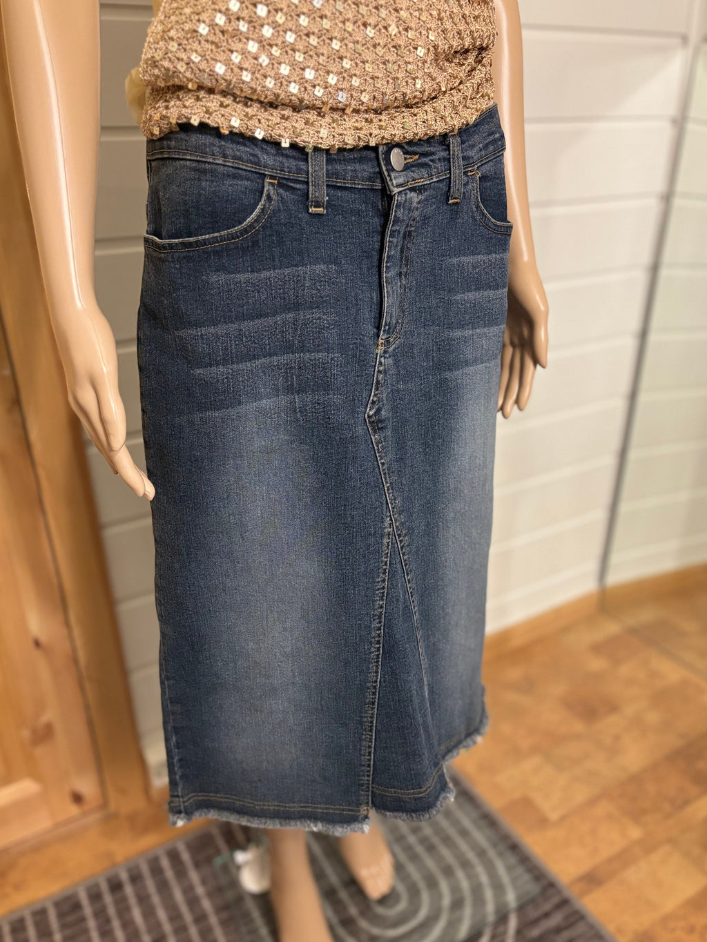 Midi Denim Skjørt