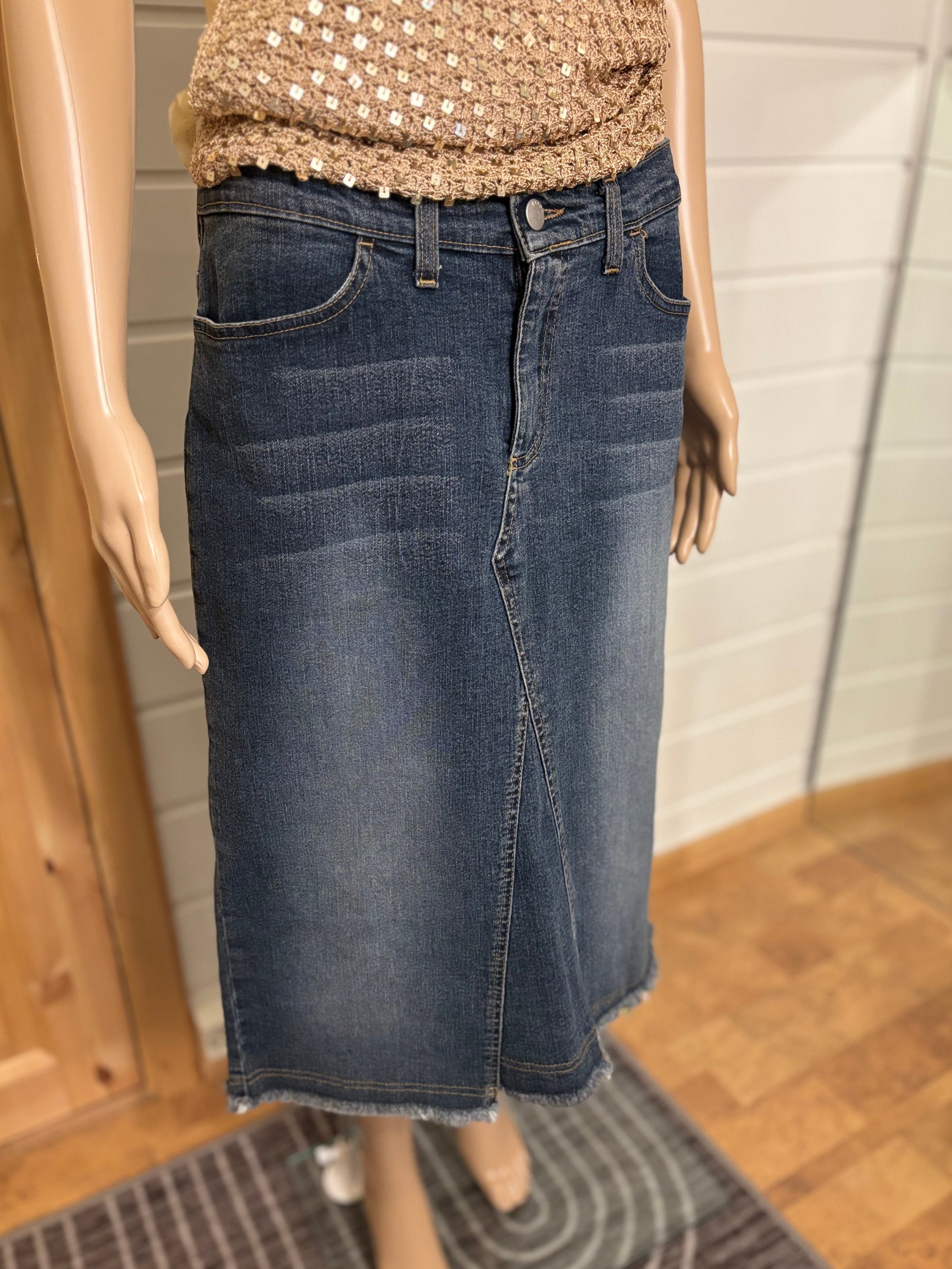 Midi Denim Skjørt