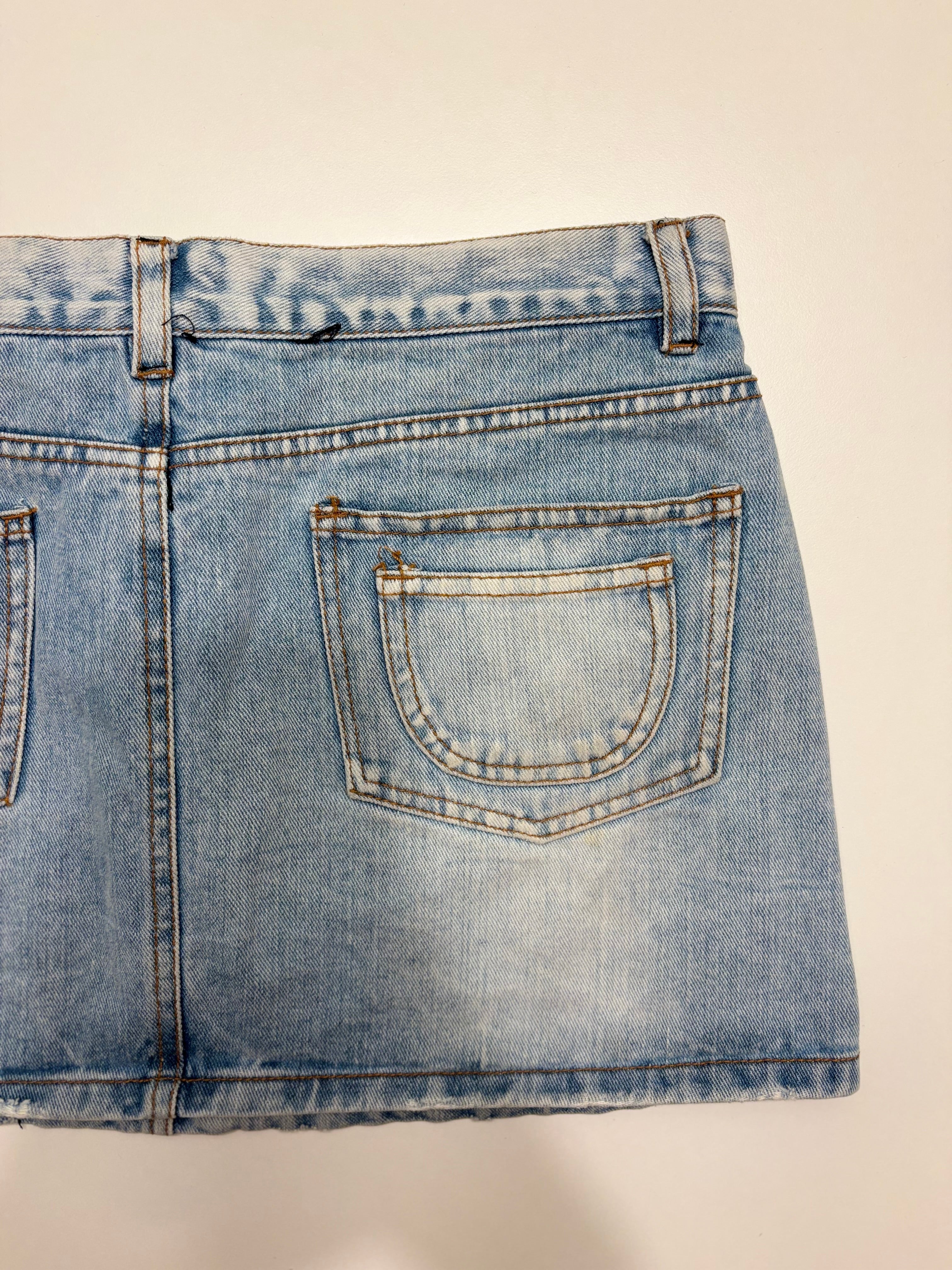 Lyseblå Denim Mini Skjørt