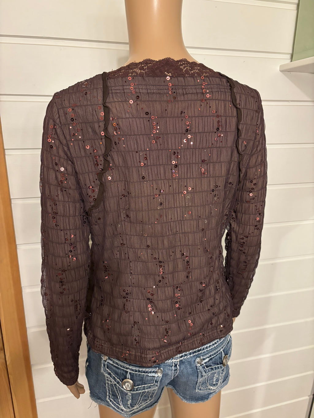 Brun Bluse Glitter Detaljer