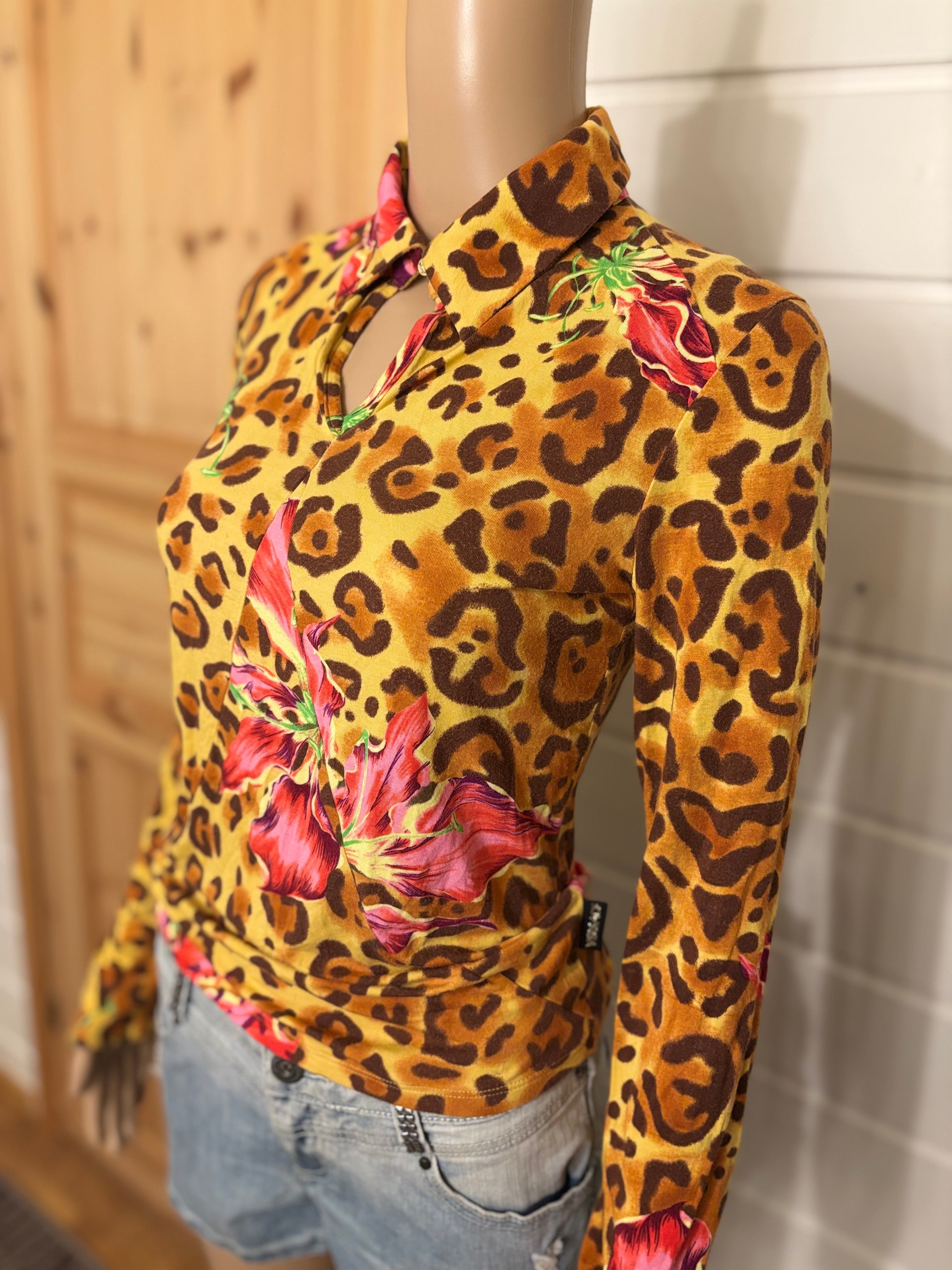 "Versace" Leopard Print Langermet Topp