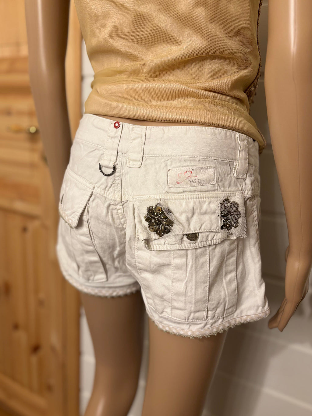 Hvit Lin Shorts