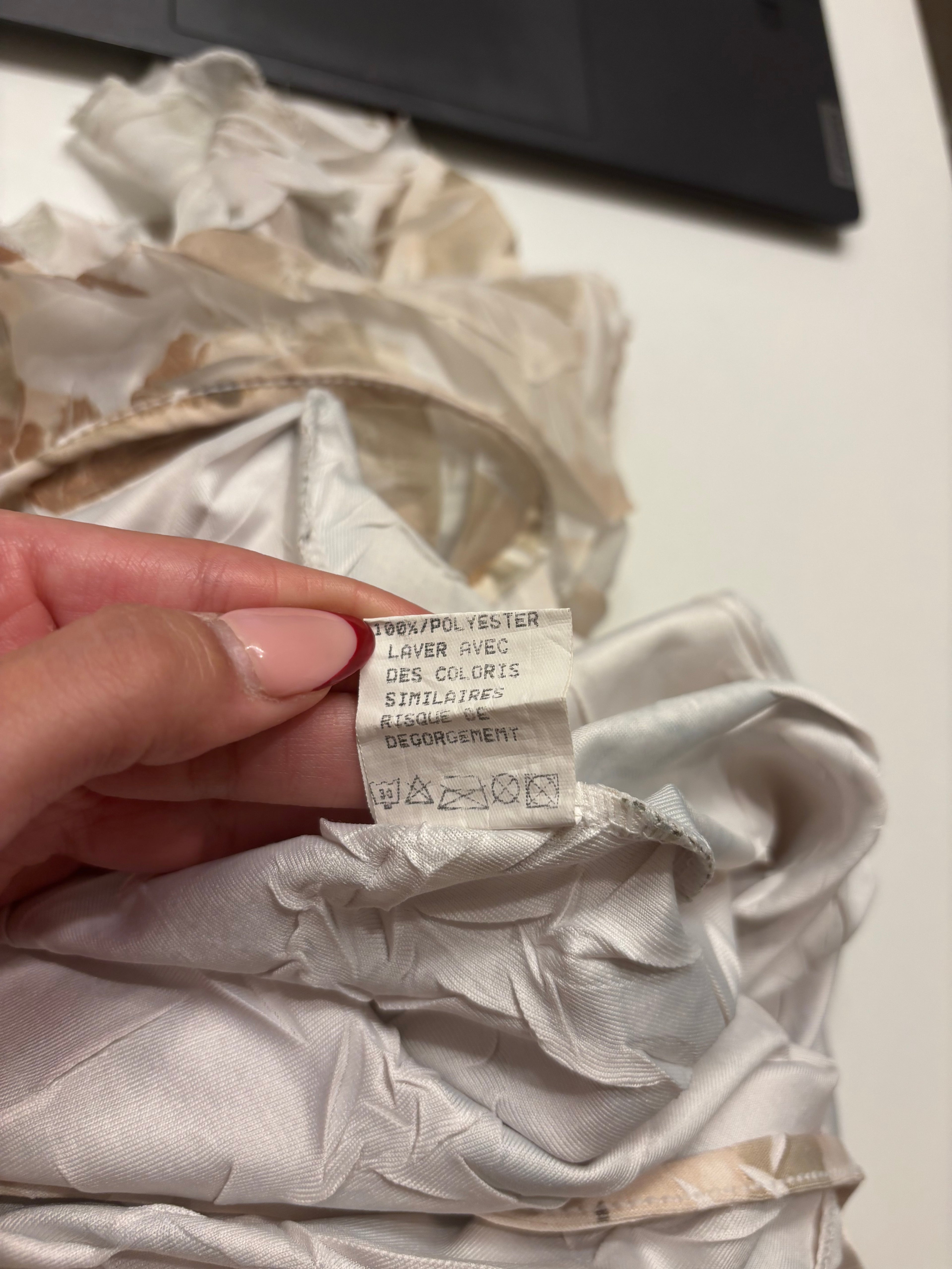Beige Mønstret Midi Kjole